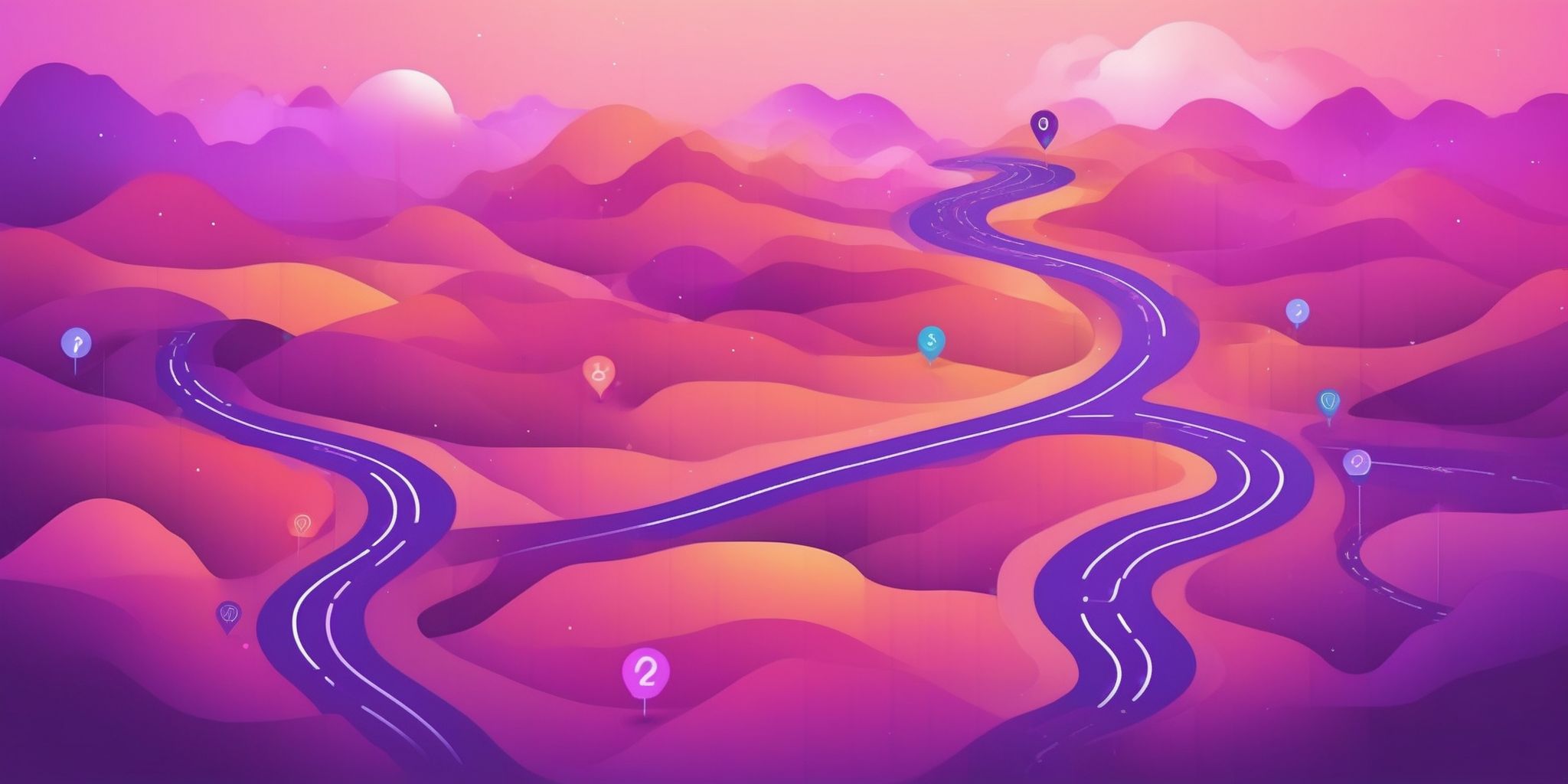 Roadmap in flat illustration style, colorful purple gradient colors