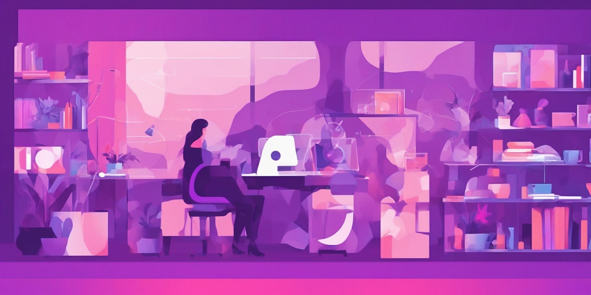 Research in flat illustration style, colorful purple gradient colors