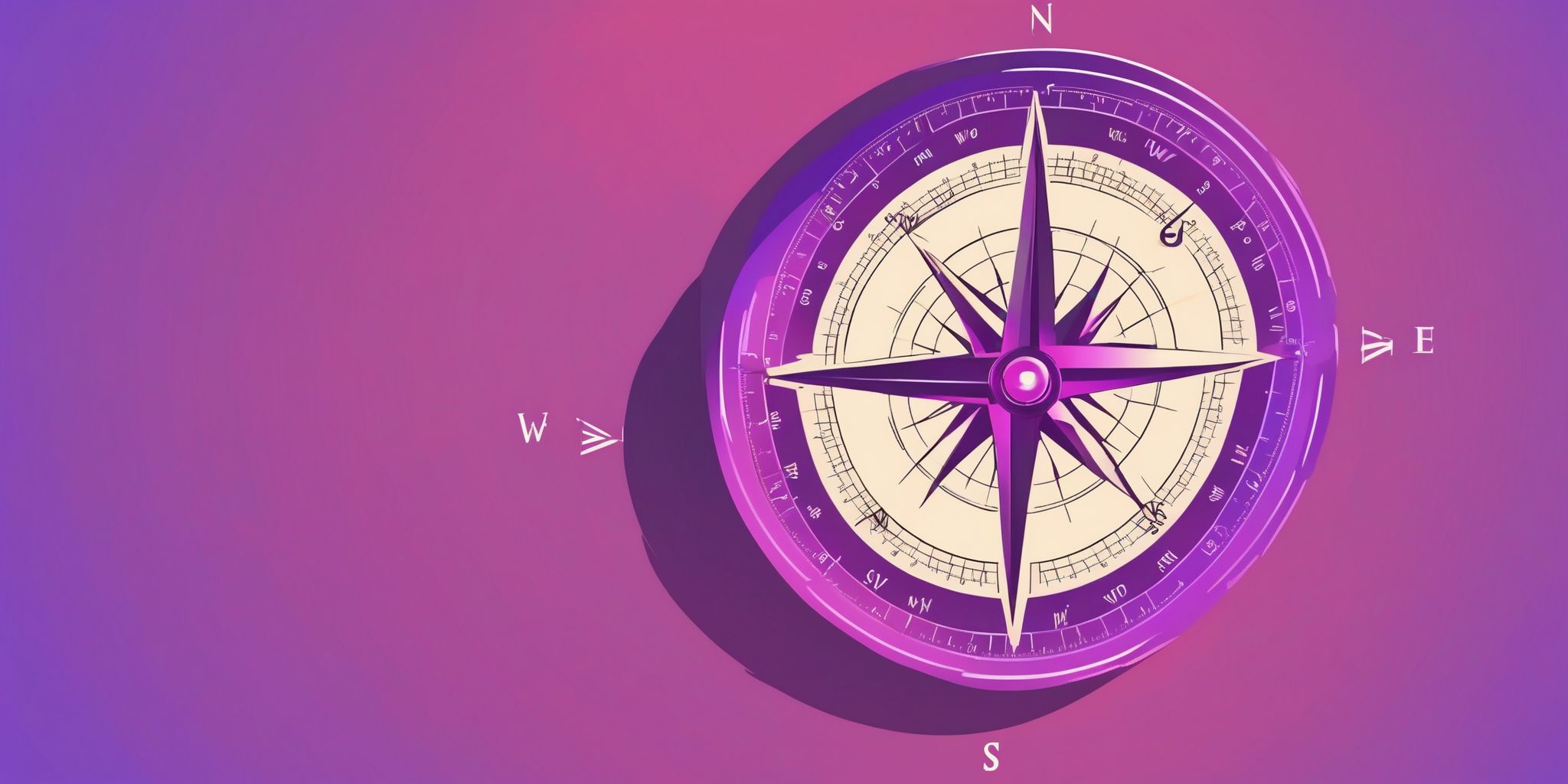 Compass in flat illustration style, colorful purple gradient colors