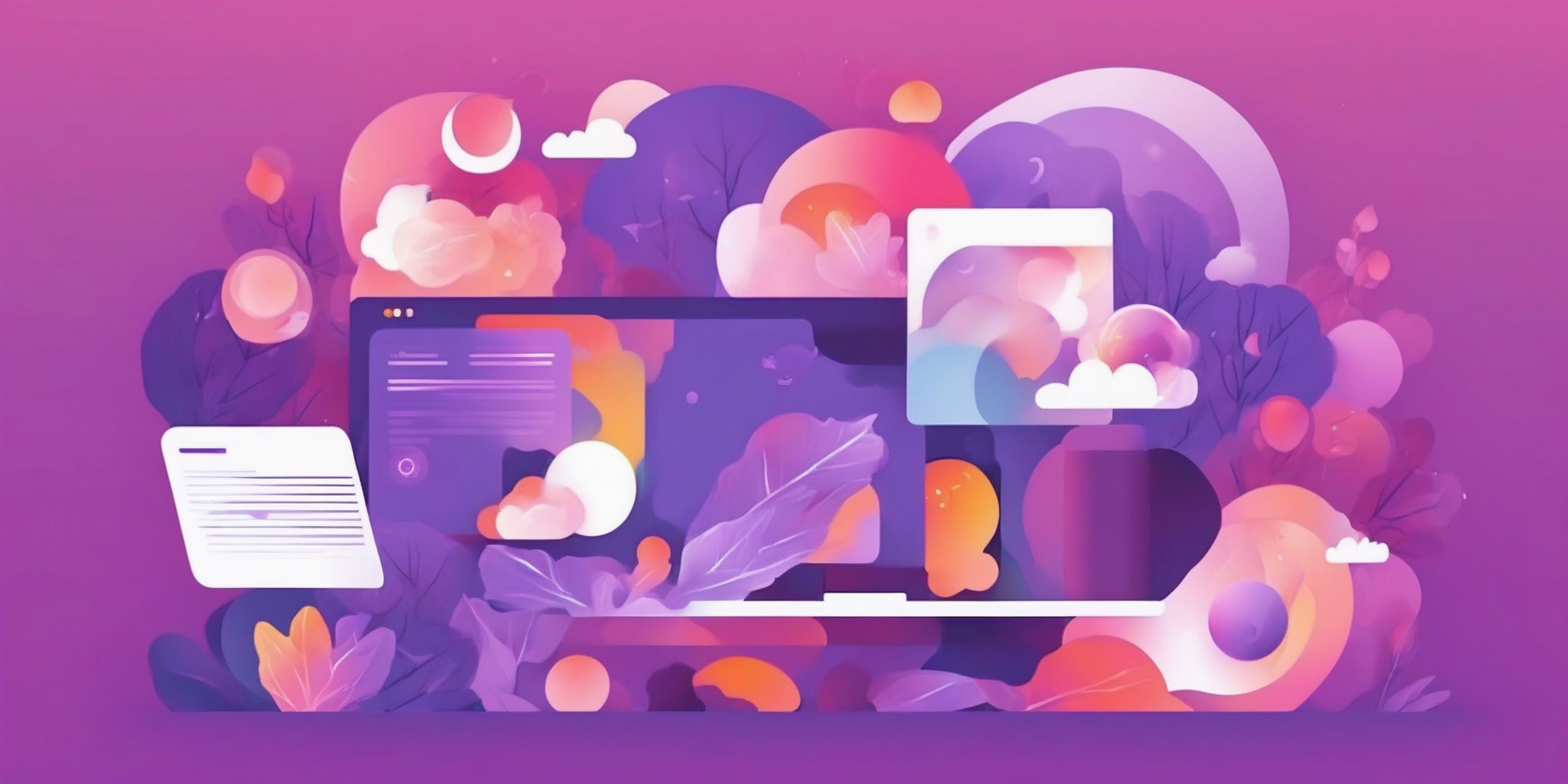 Blog in flat illustration style, colorful purple gradient colors