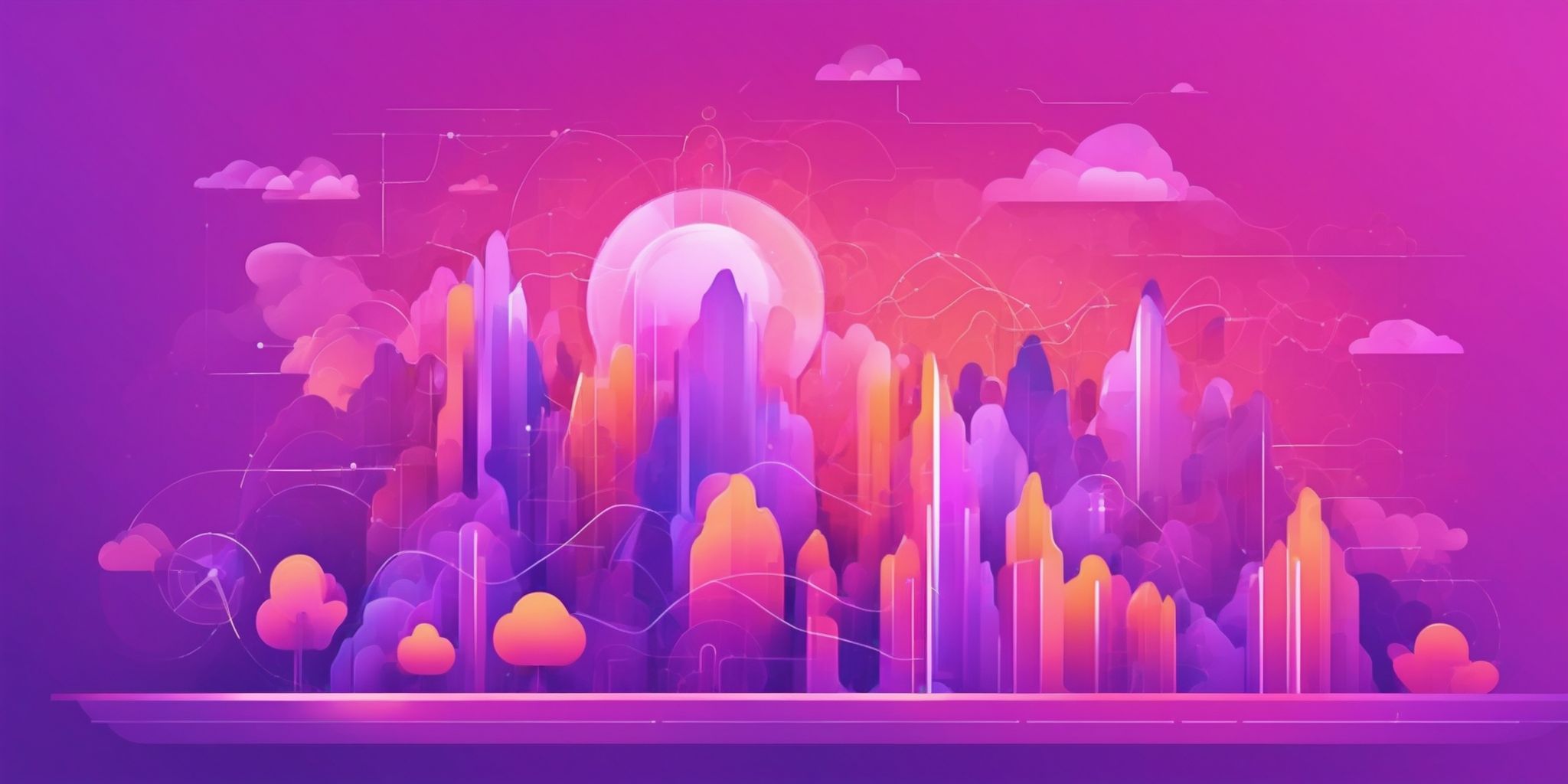 Optimization in flat illustration style, colorful purple gradient colors