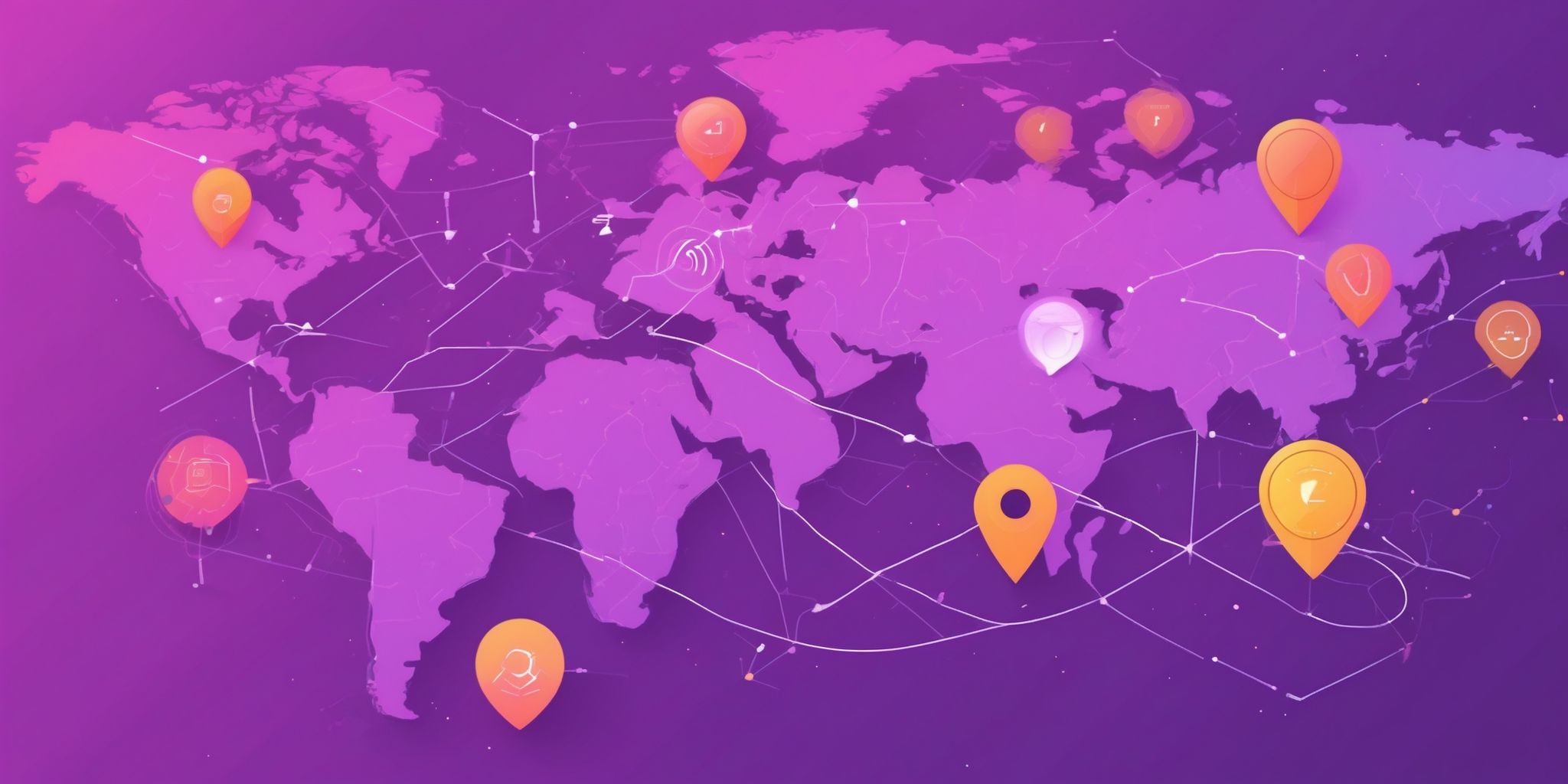 GPS tracker in flat illustration style, colorful purple gradient colors