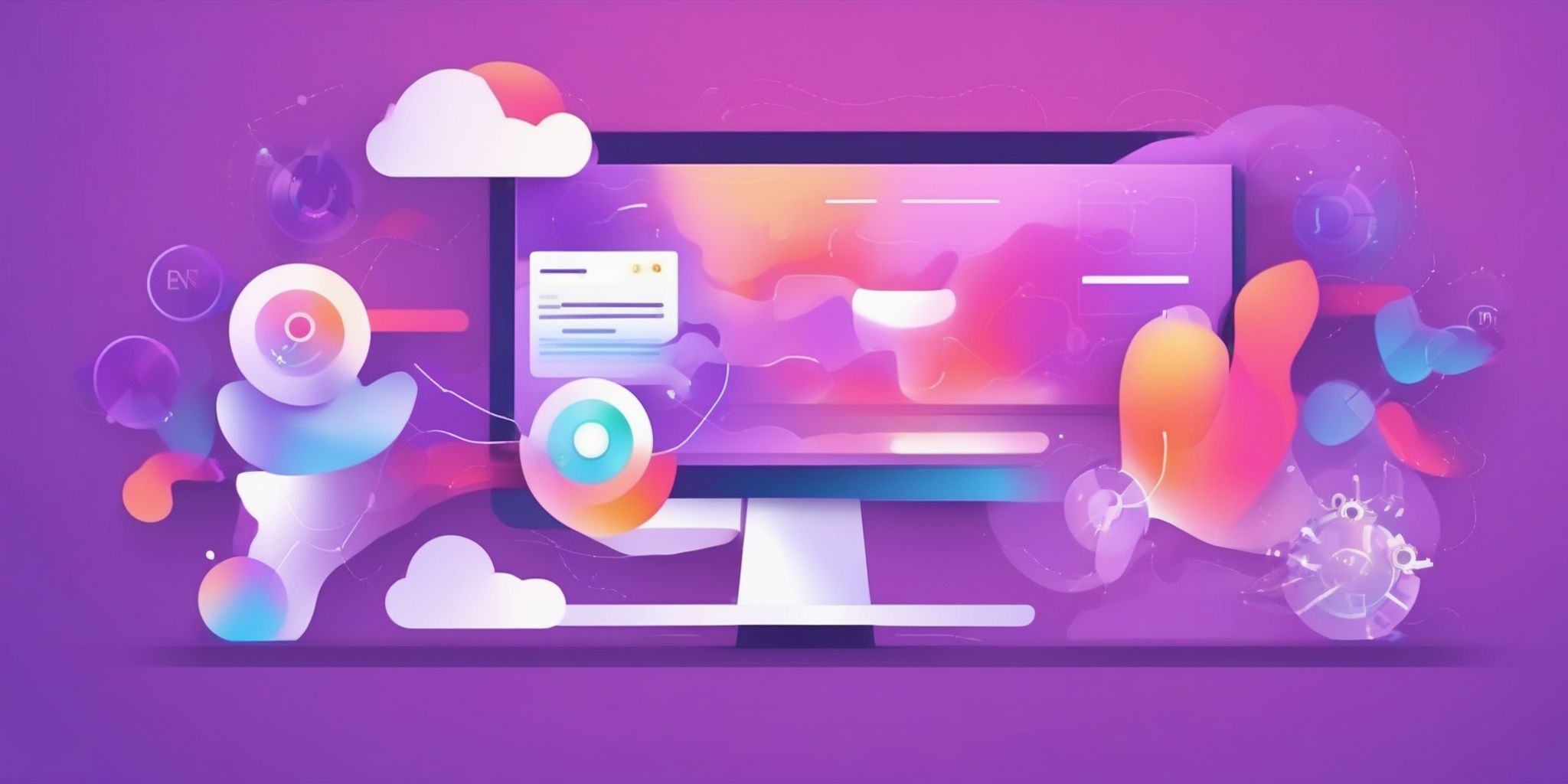 Search engines in flat illustration style, colorful purple gradient colors