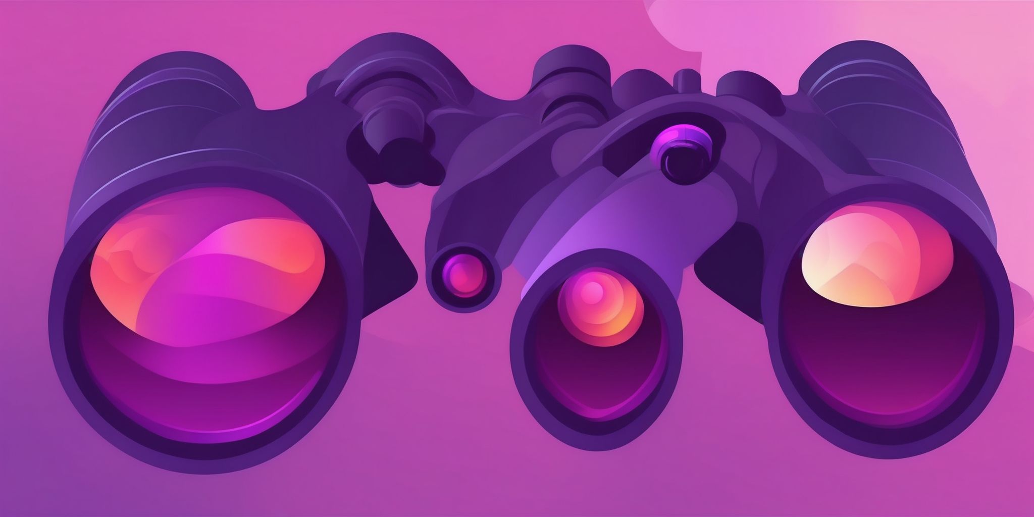 Binoculars in flat illustration style, colorful purple gradient colors