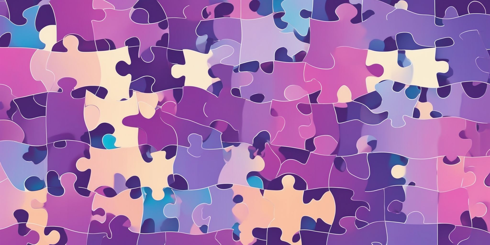 Puzzle in flat illustration style, colorful purple gradient colors