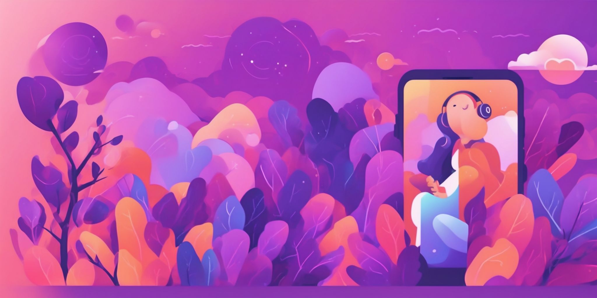 Messenger in flat illustration style, colorful purple gradient colors