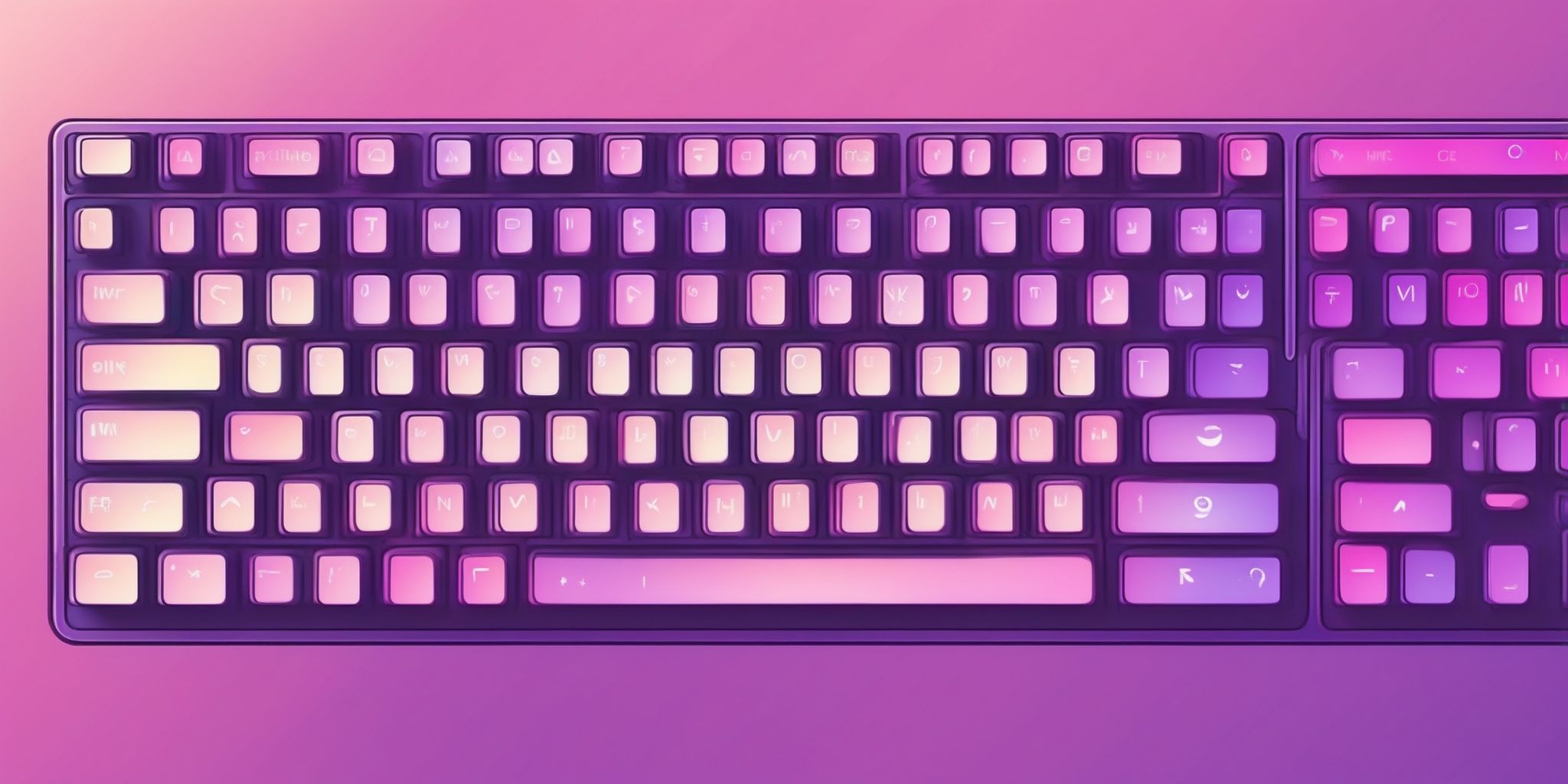 Keyboard in flat illustration style, colorful purple gradient colors