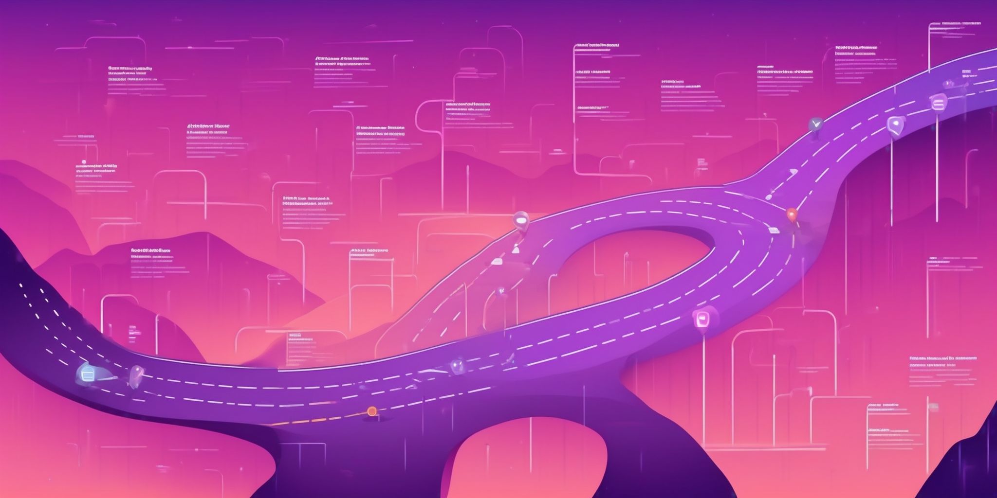 Roadmap in flat illustration style, colorful purple gradient colors