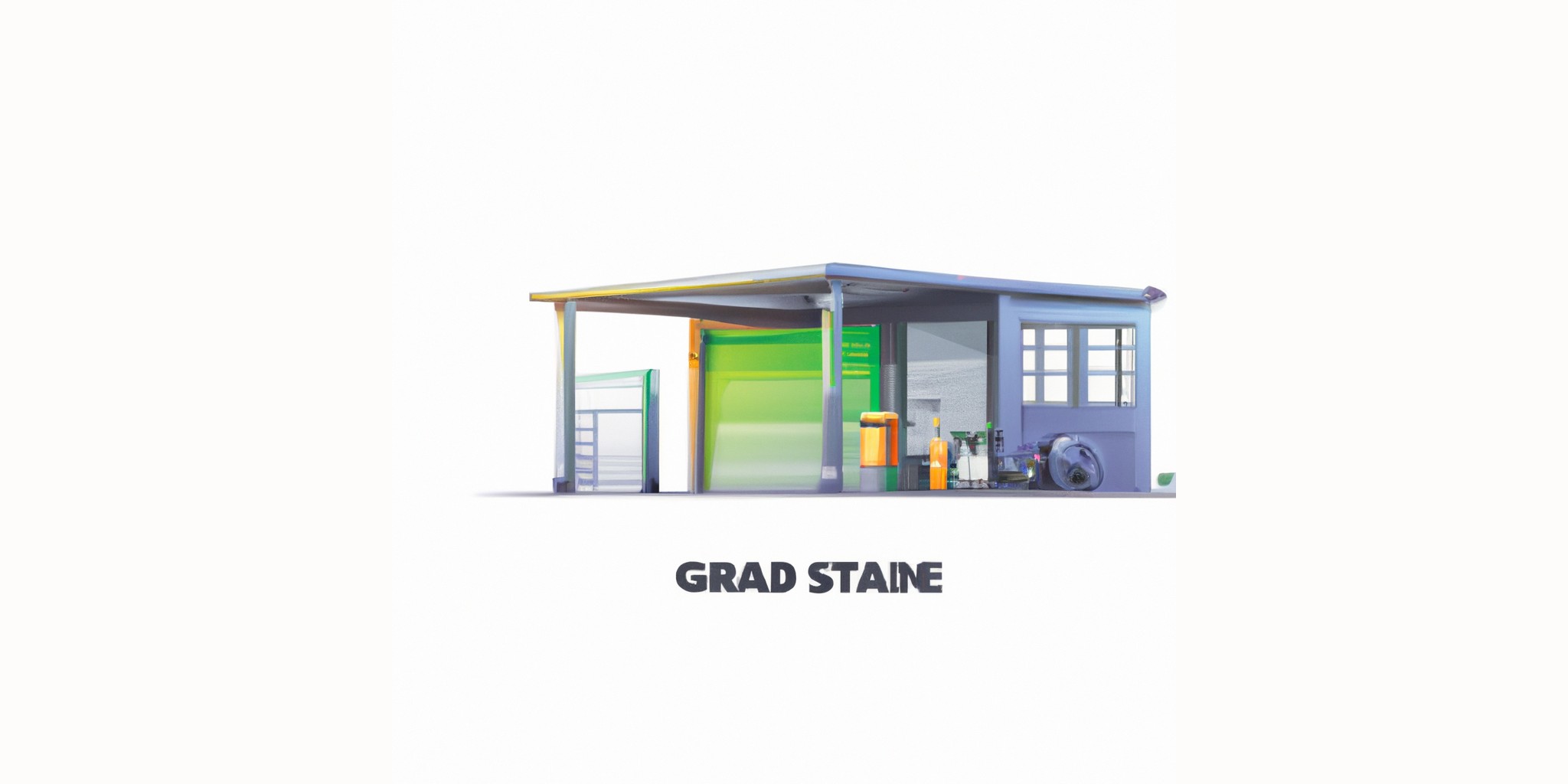 a garage or kiosk in flat illustration style with gradients and white background