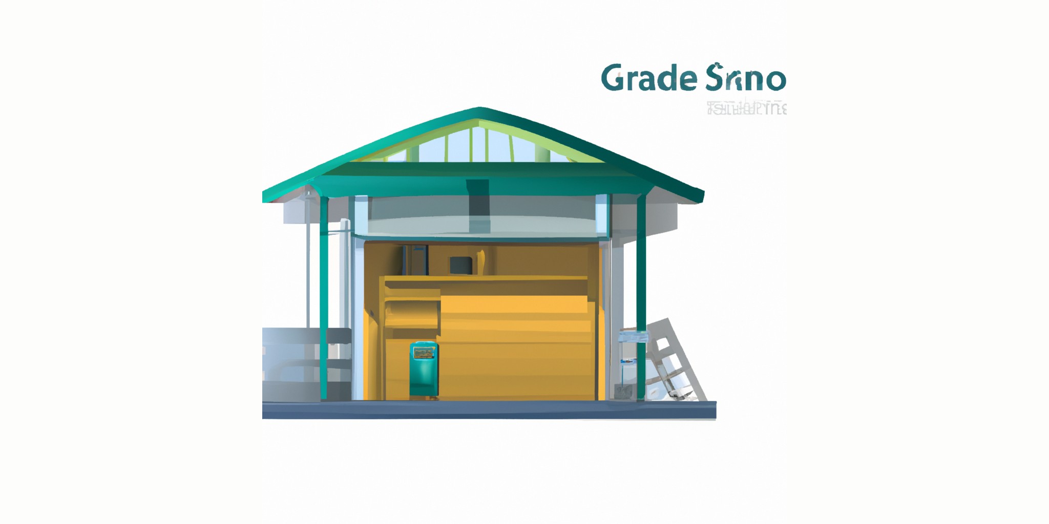 a garage or kiosk in flat illustration style with gradients and white background