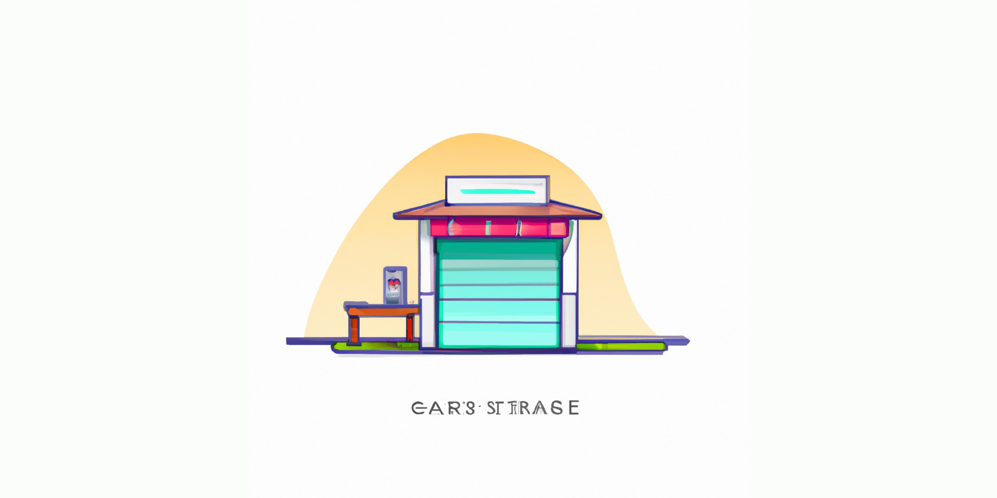 a garage or kiosk in flat illustration style with gradients and white background