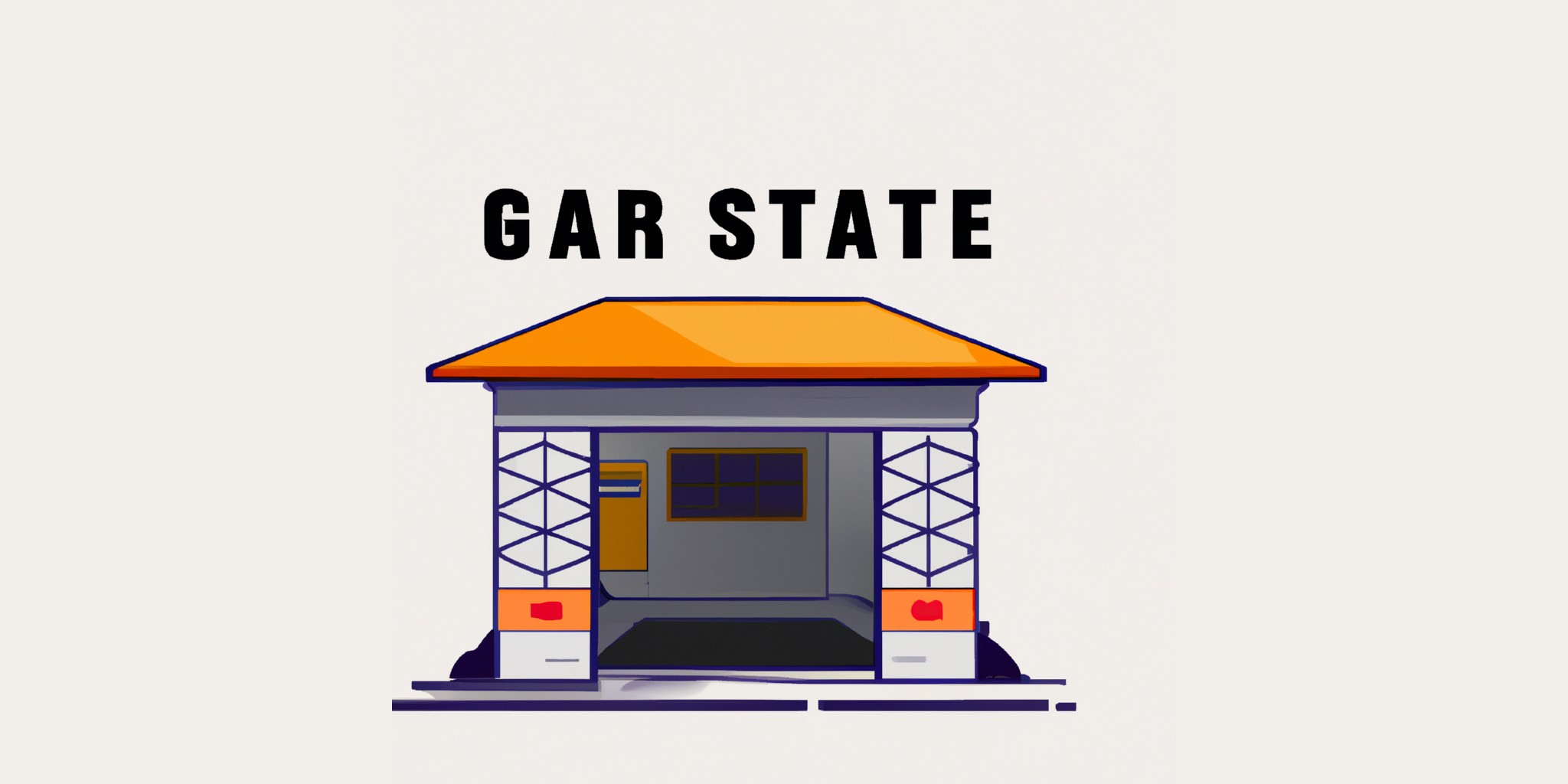 a garage or kiosk in flat illustration style with gradients and white background