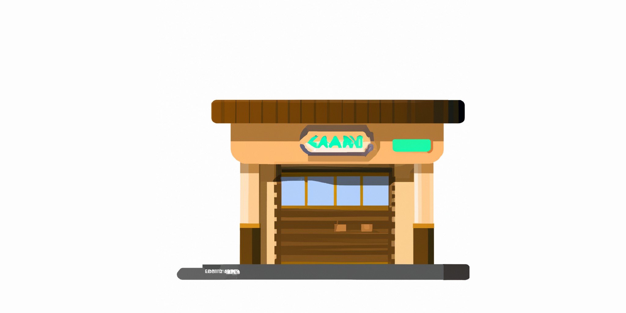 a garage or kiosk in flat illustration style with gradients and white background