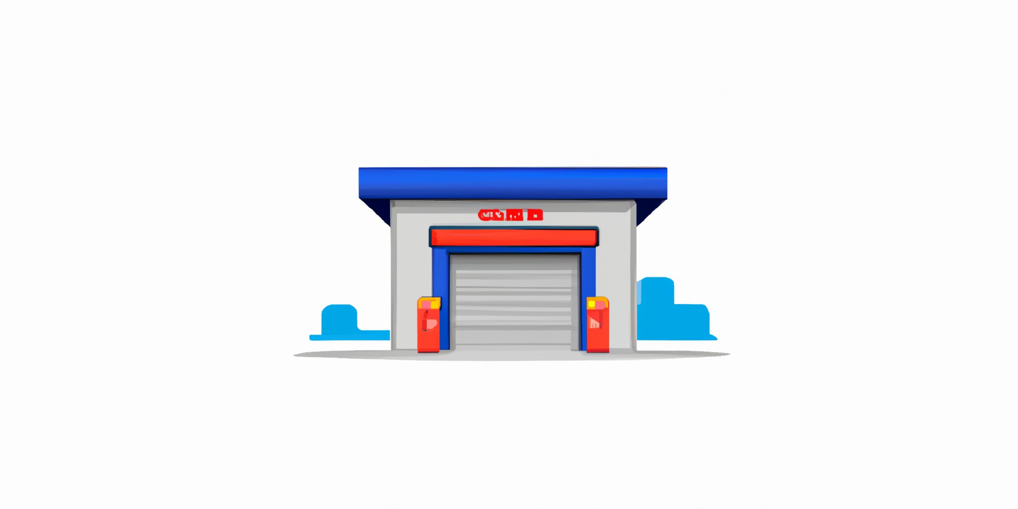 a garage or kiosk in flat illustration style with gradients and white background