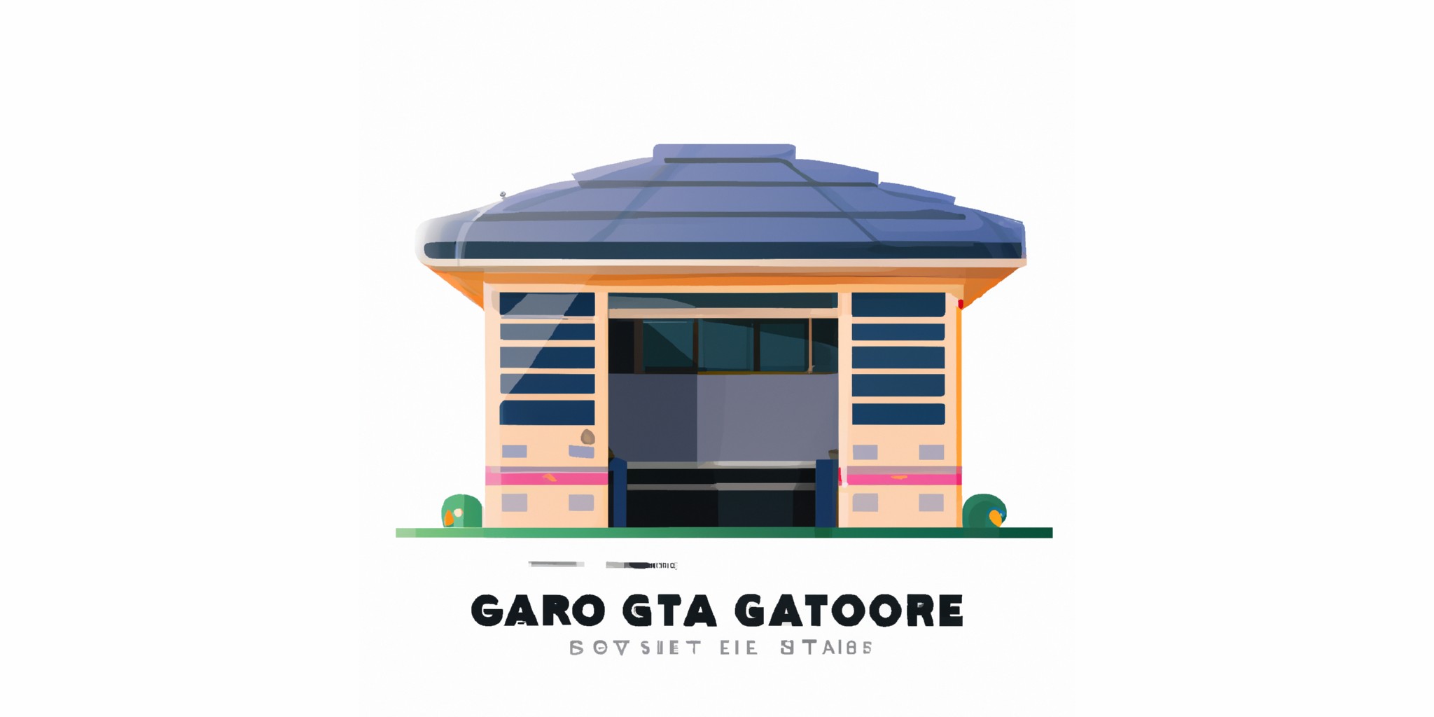 a garage or kiosk in flat illustration style with gradients and white background