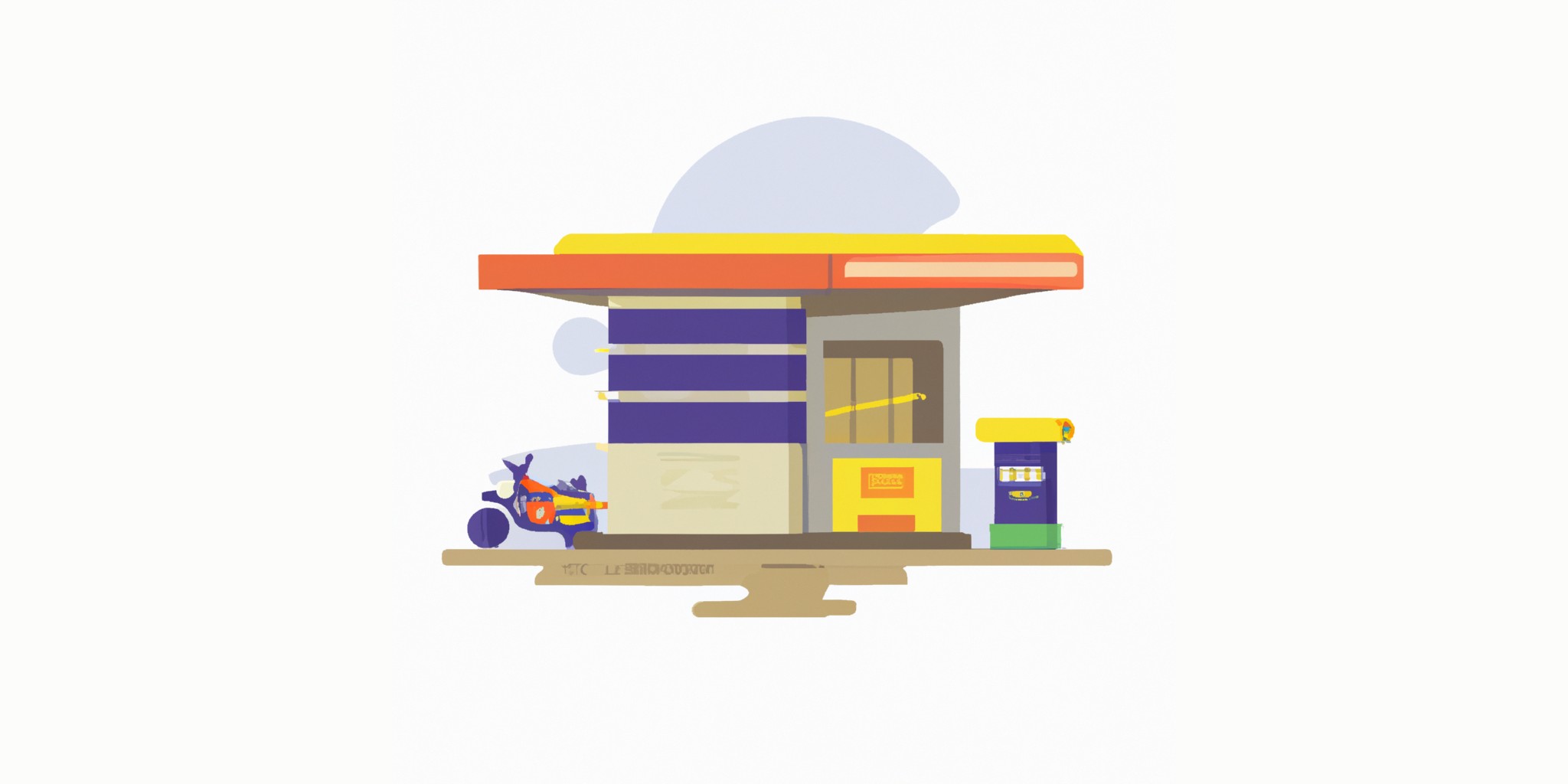 a garage or kiosk in flat illustration style with gradients and white background