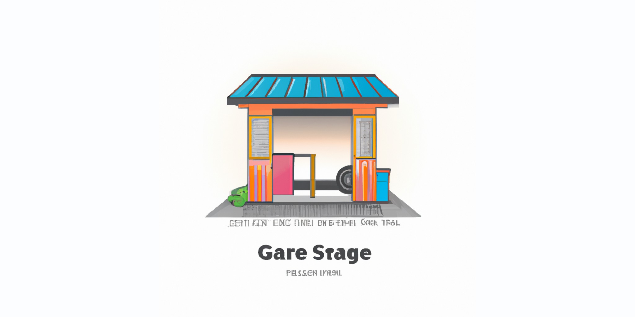 a garage or kiosk in flat illustration style with gradients and white background