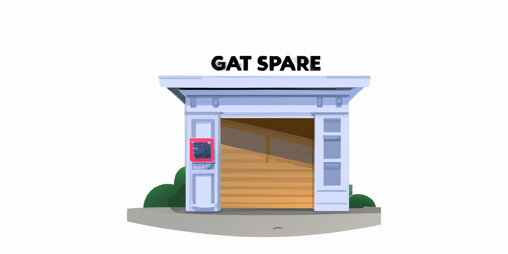 a garage or kiosk in flat illustration style with gradients and white background