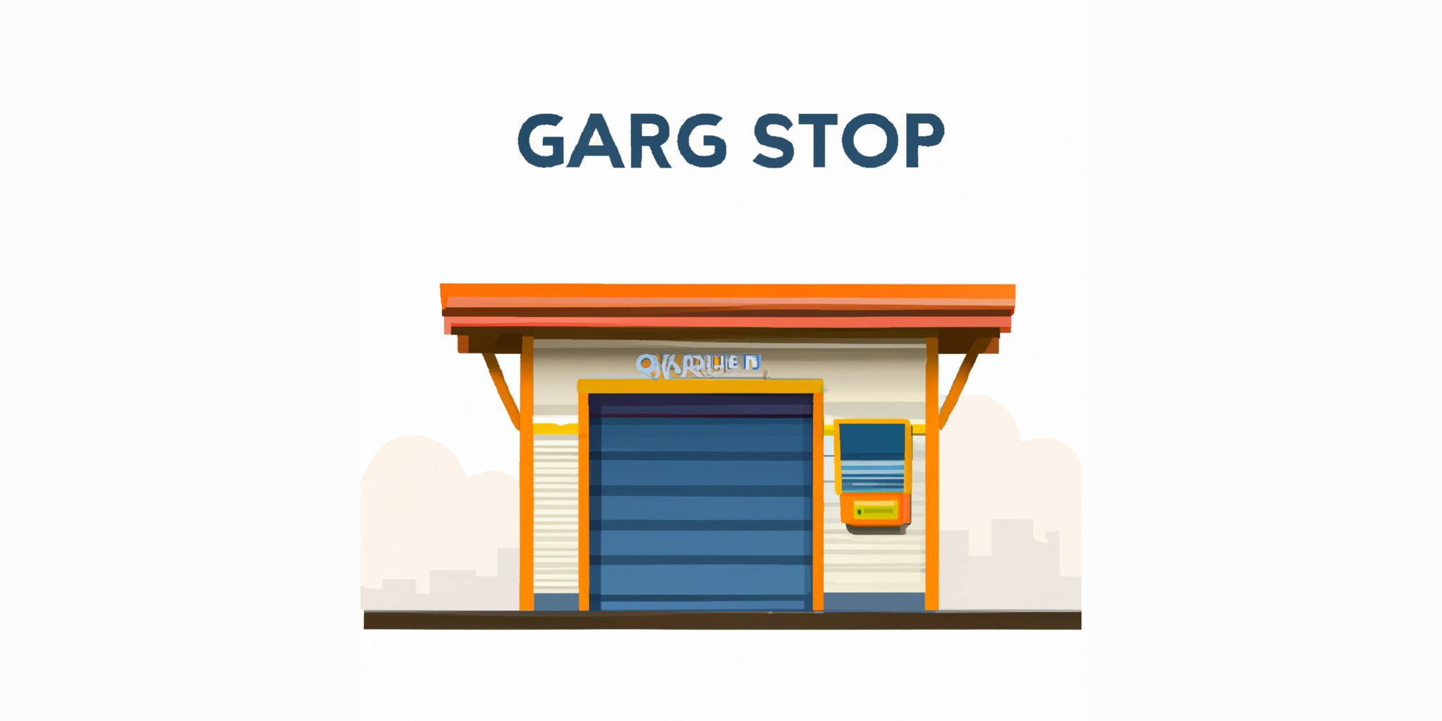 a garage or kiosk in flat illustration style with gradients and white background