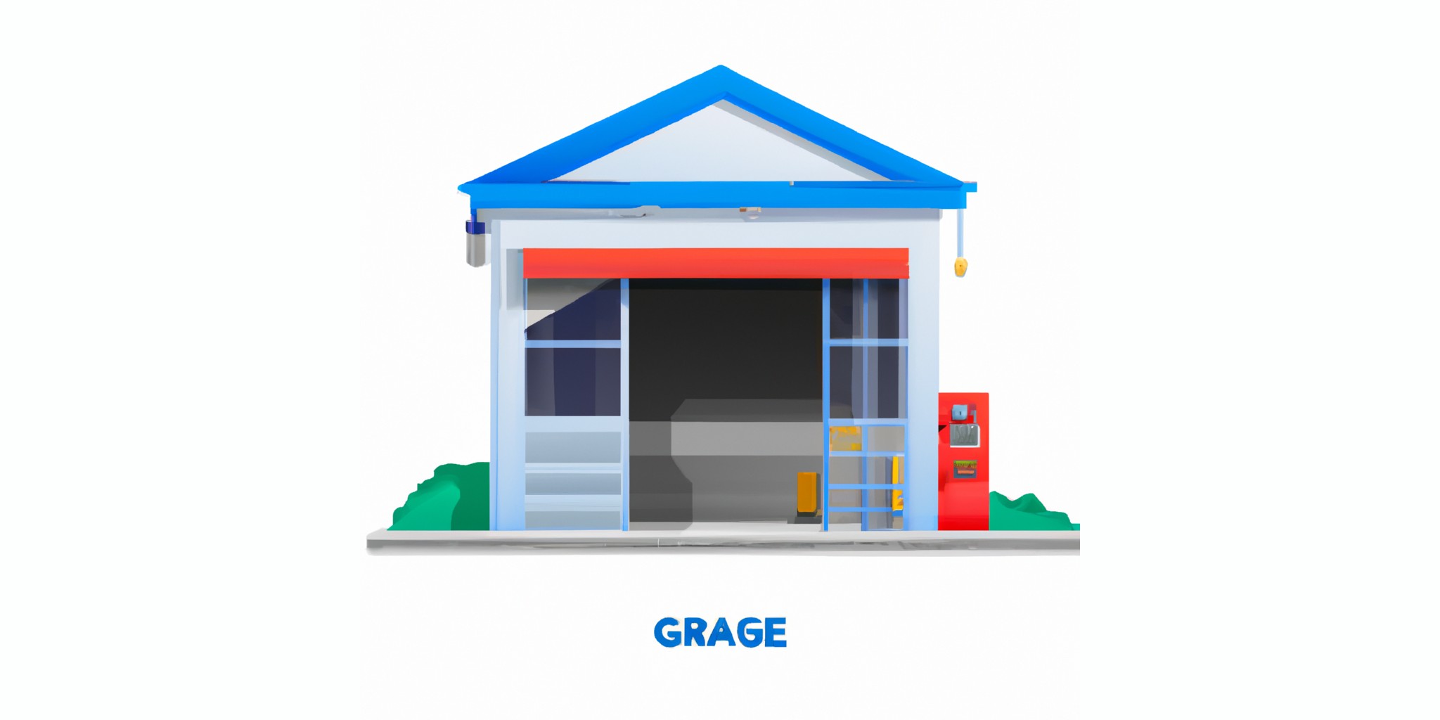 a garage or kiosk in flat illustration style with gradients and white background