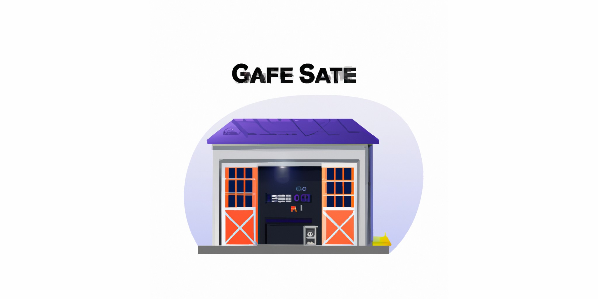 a garage or kiosk in flat illustration style with gradients and white background