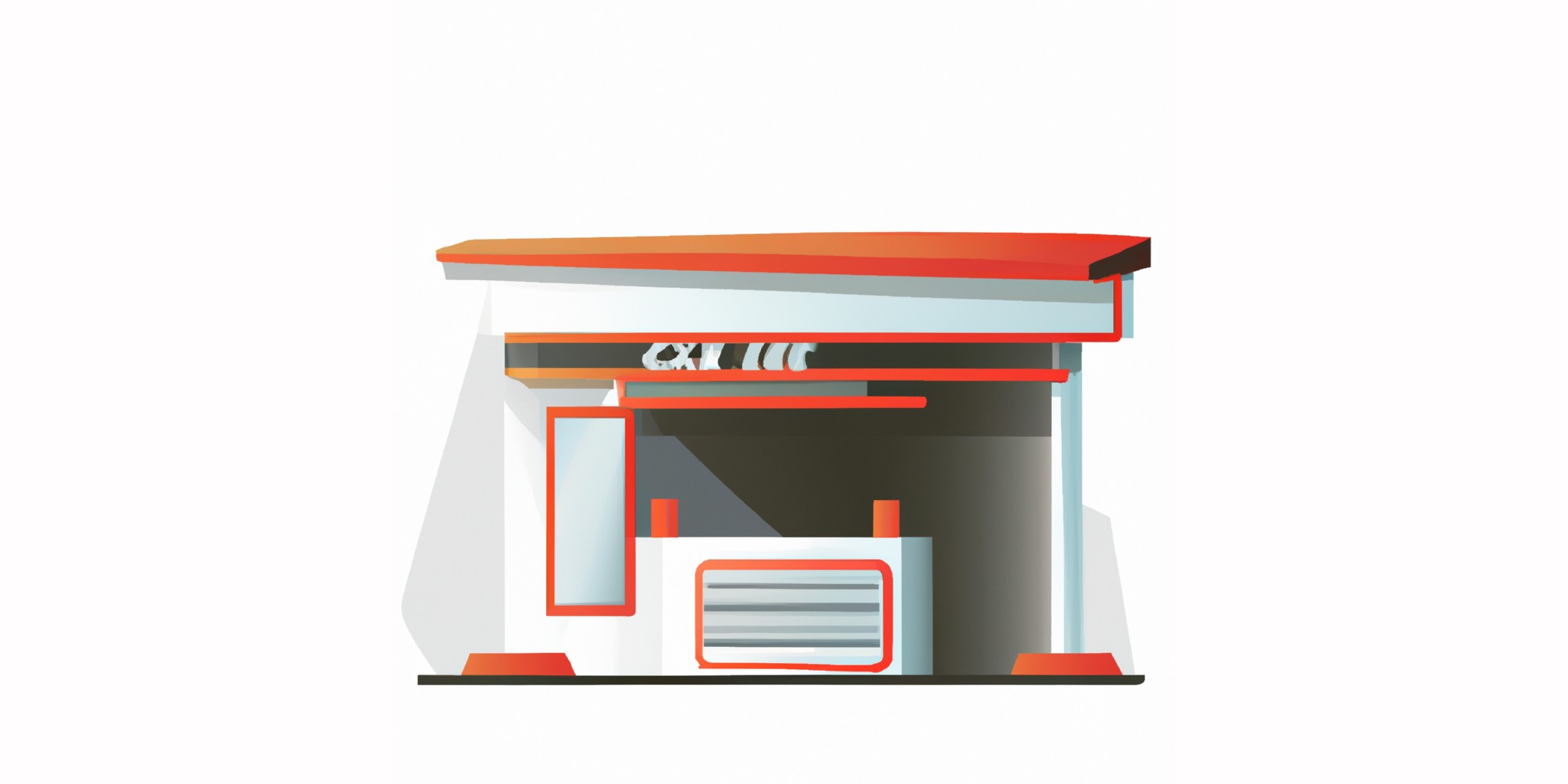 a garage or kiosk in flat illustration style with gradients and white background