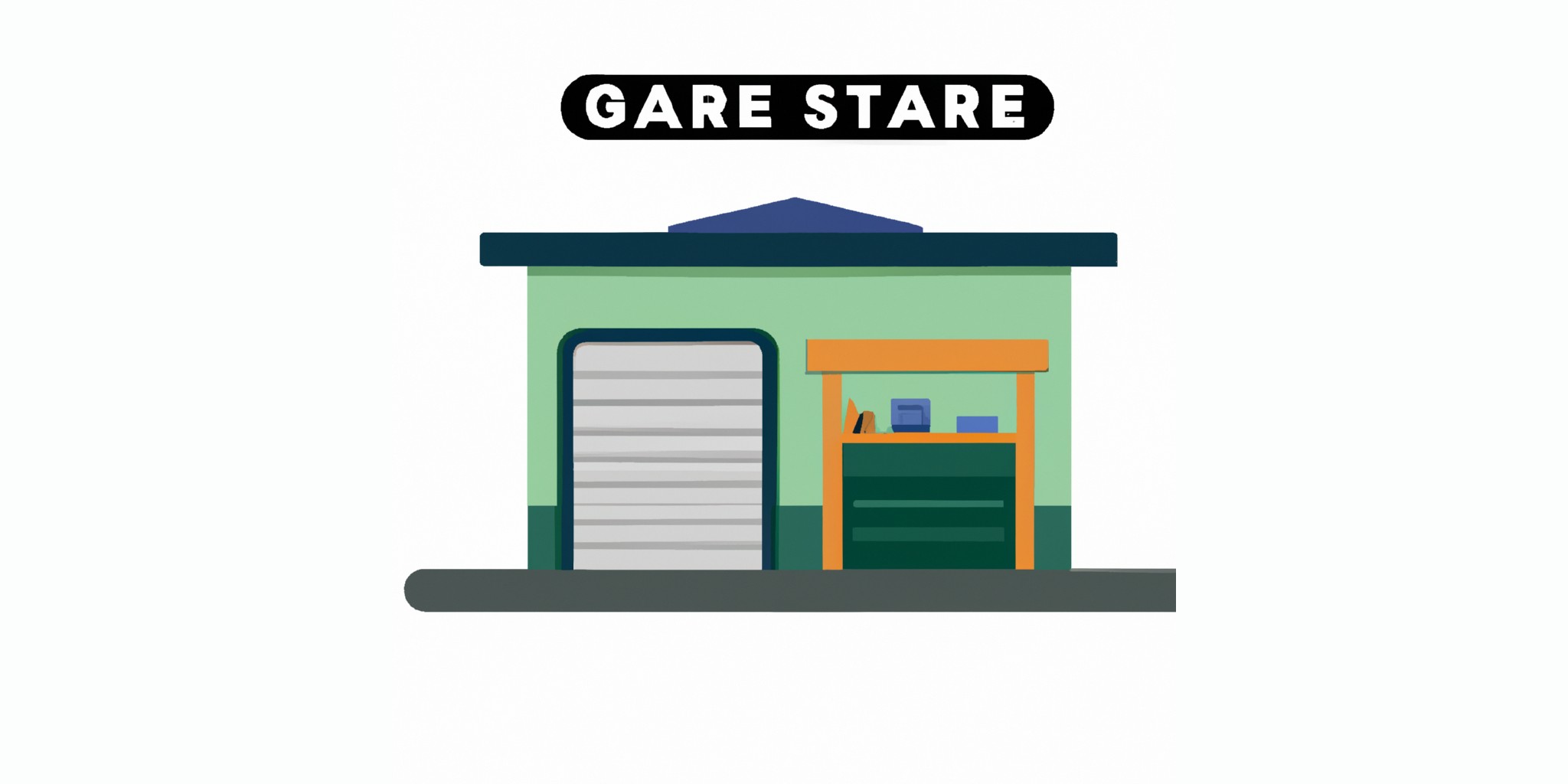 a garage or kiosk in flat illustration style with gradients and white background