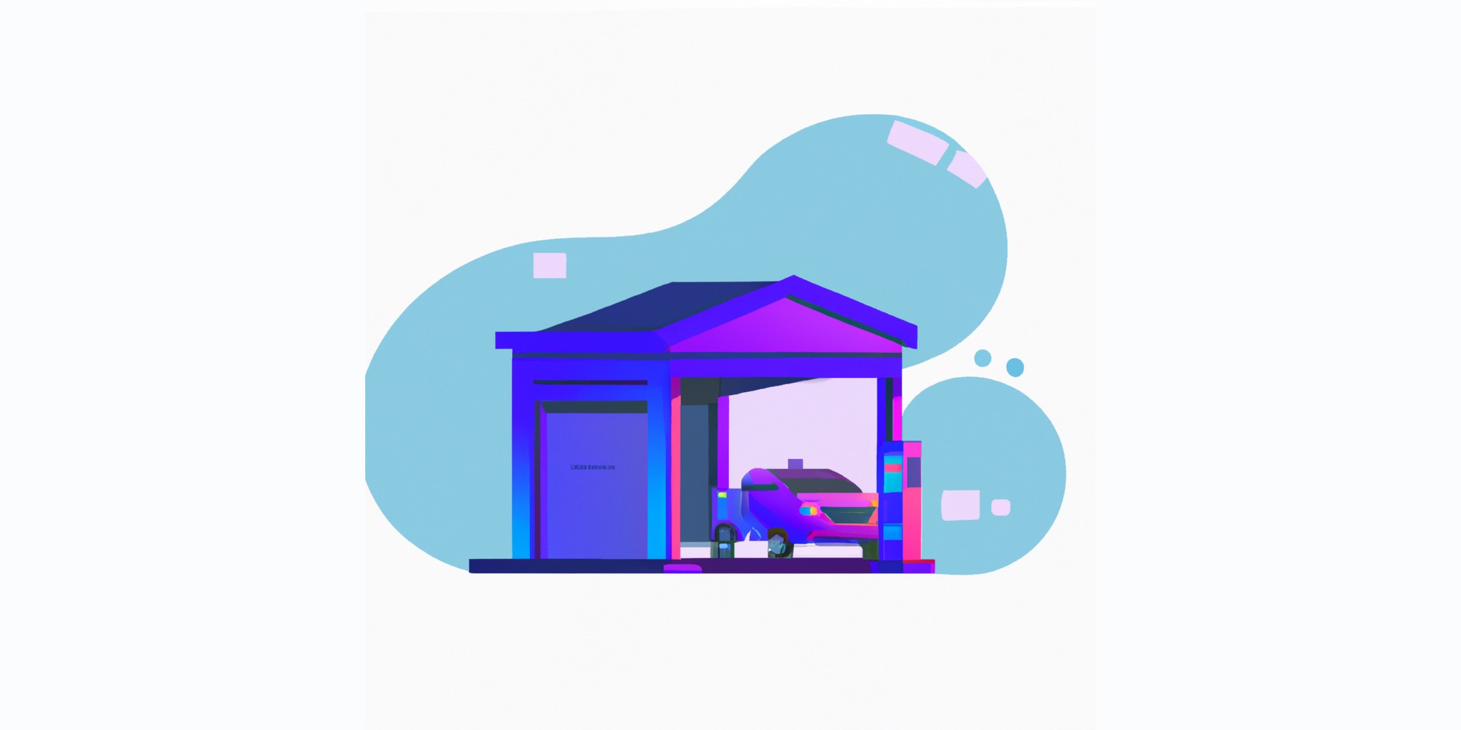 a garage or kiosk in flat illustration style with gradients and white background