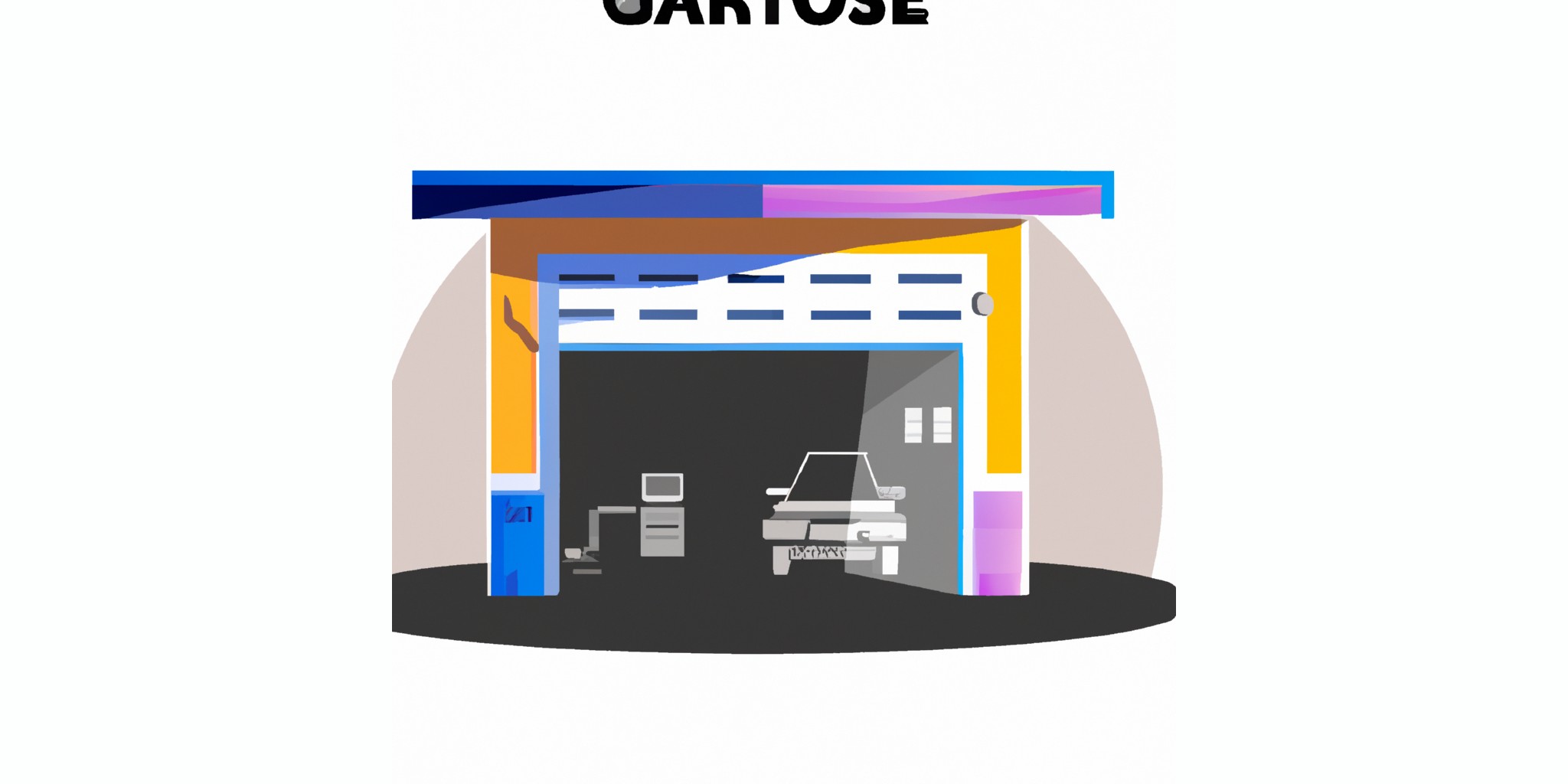 a garage or kiosk in flat illustration style with gradients and white background