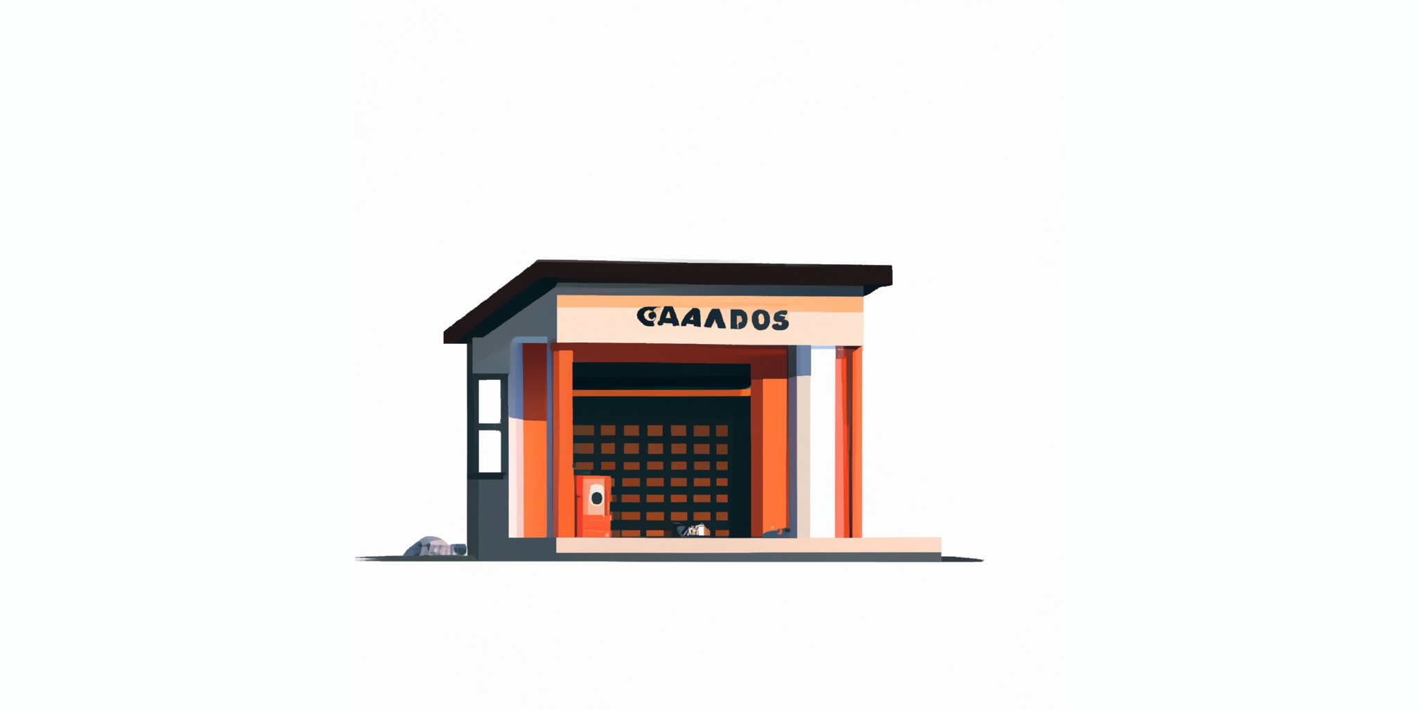 a garage or kiosk in flat illustration style with gradients and white background