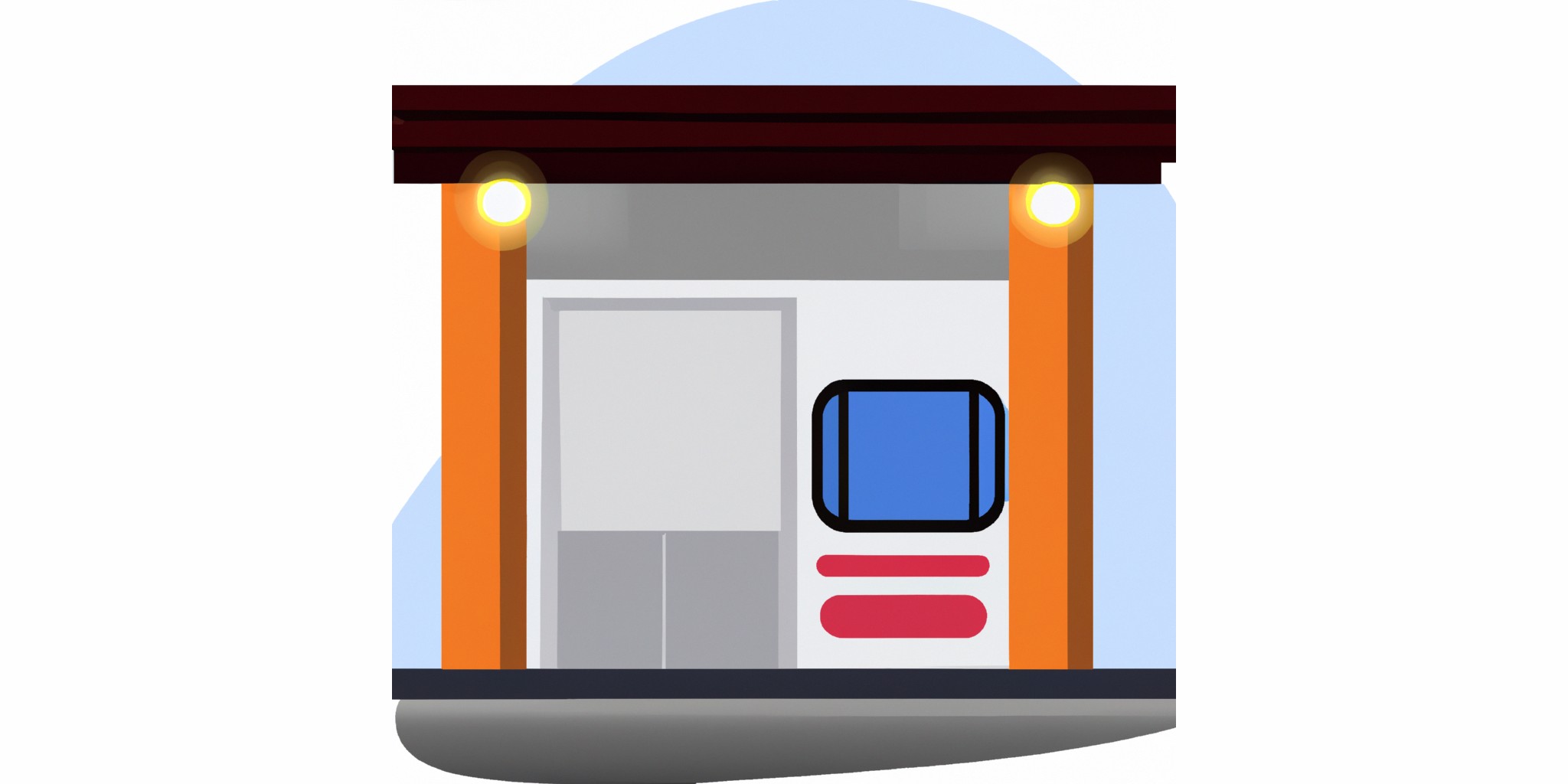 a garage or kiosk in flat illustration style with gradients and white background