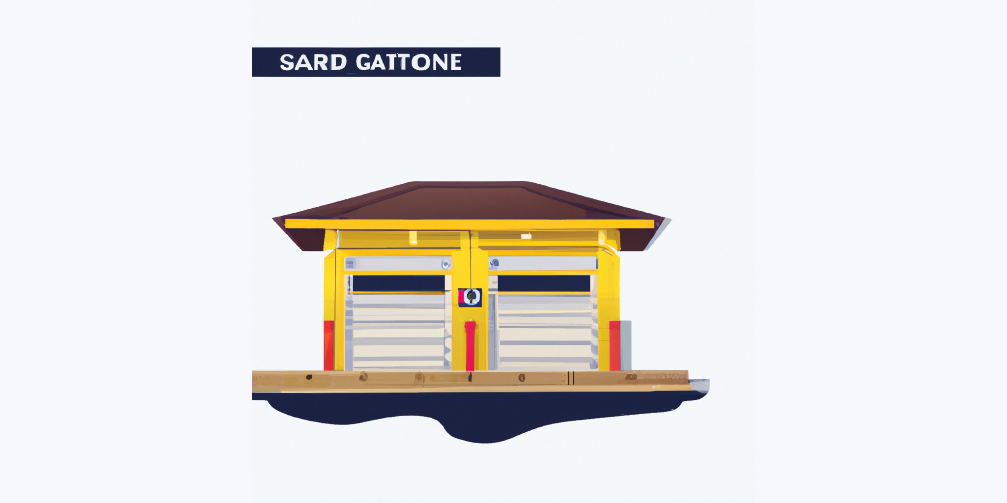 a garage or kiosk in flat illustration style with gradients and white background