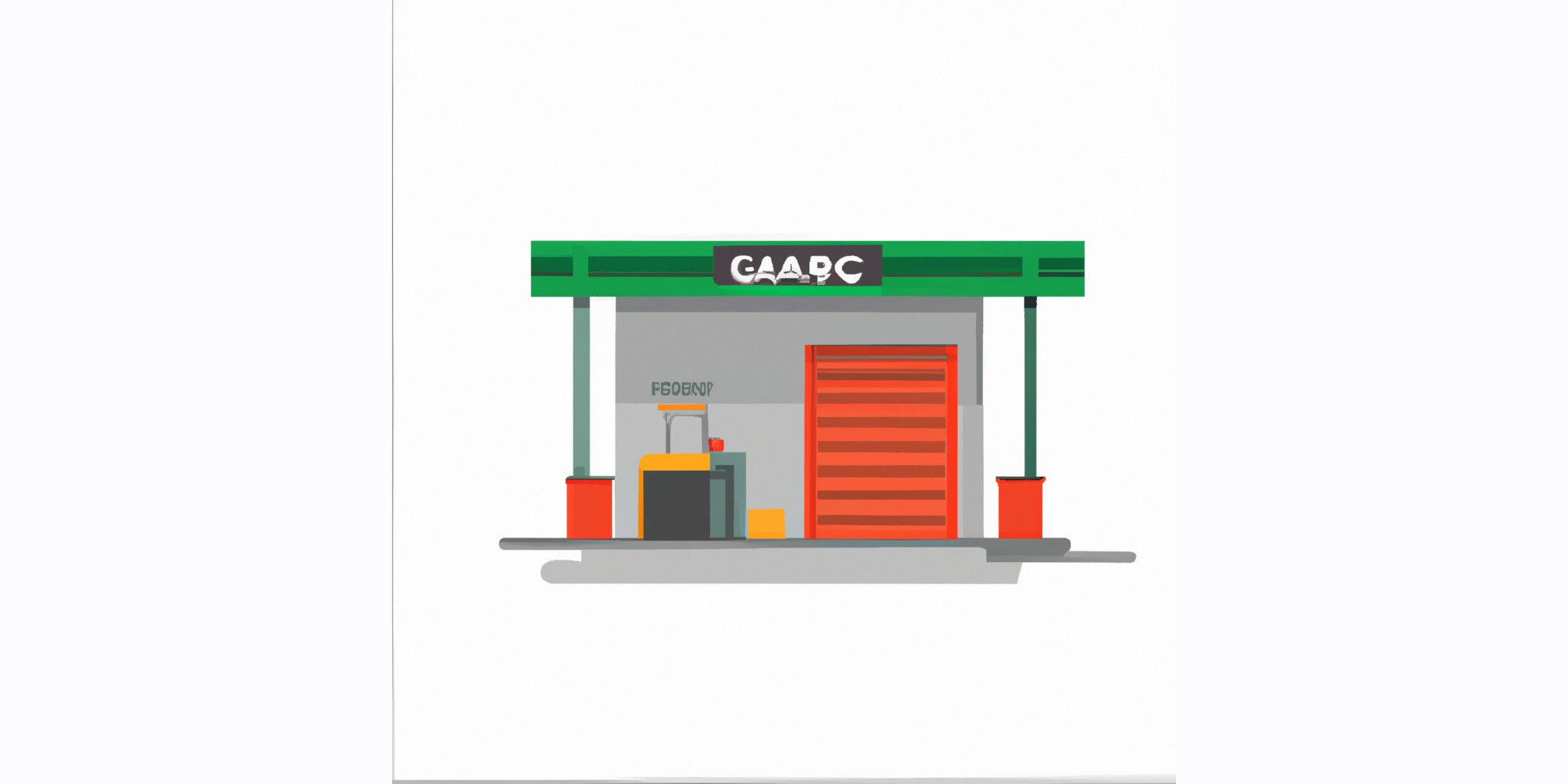 a garage or kiosk in flat illustration style with gradients and white background