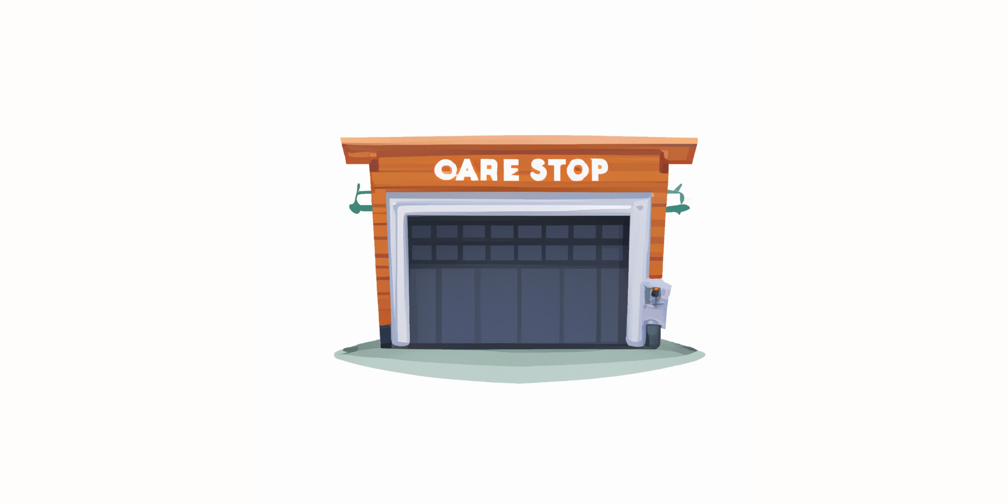 a garage or kiosk in flat illustration style with gradients and white background