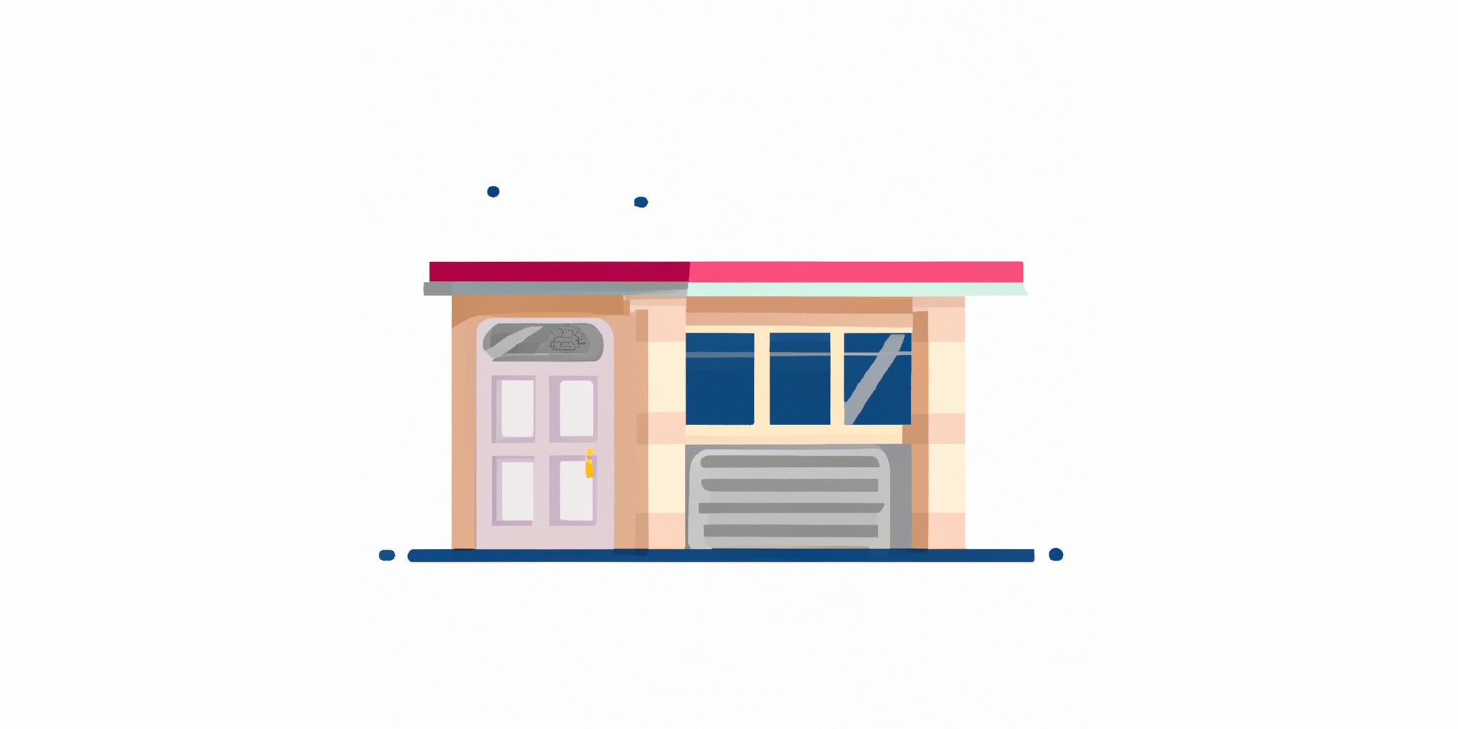 a garage or kiosk in flat illustration style with gradients and white background