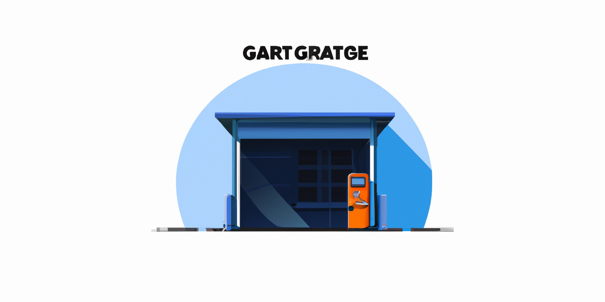 a garage or kiosk in flat illustration style with gradients and white background