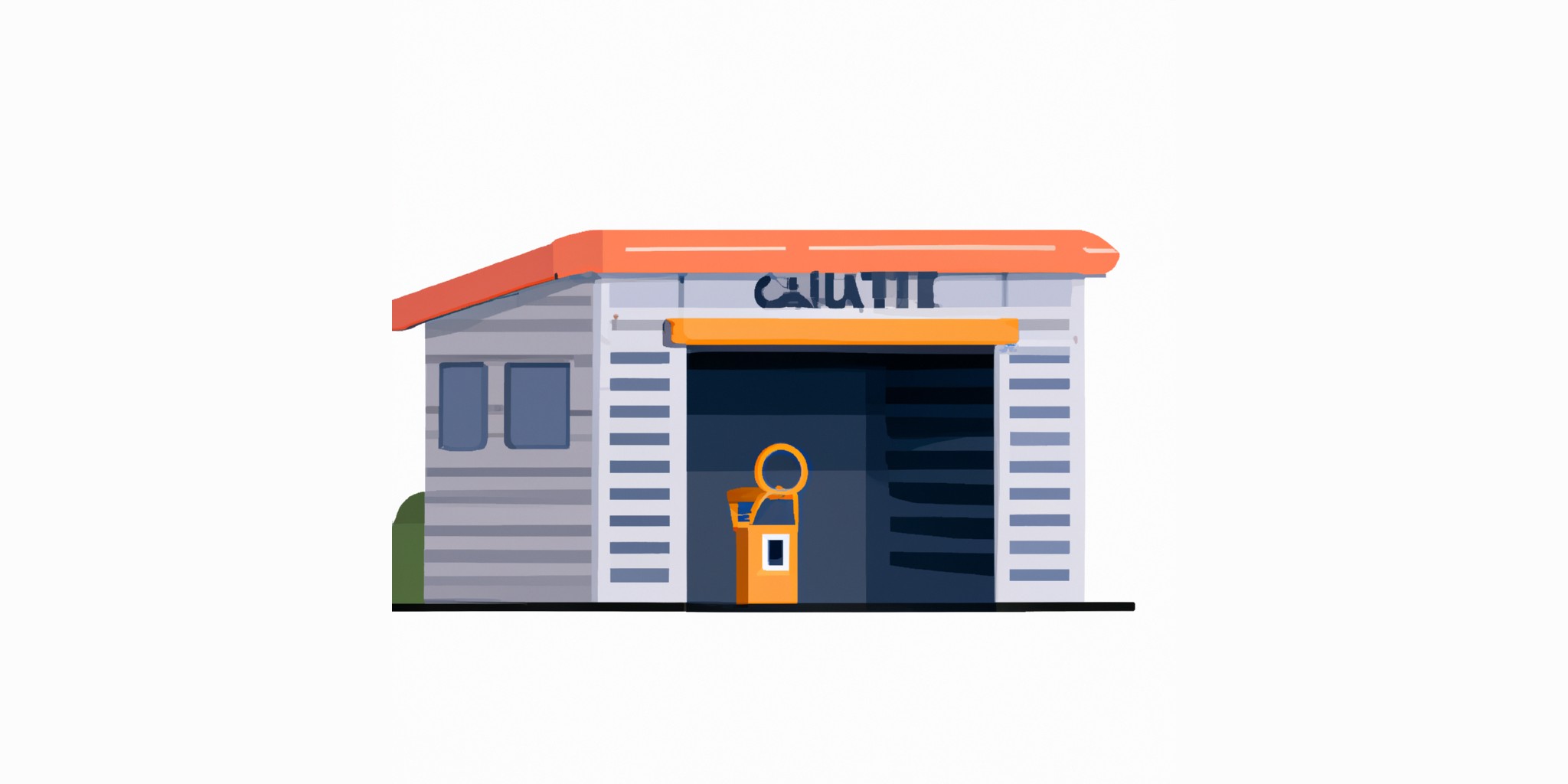 a garage or kiosk in flat illustration style with gradients and white background