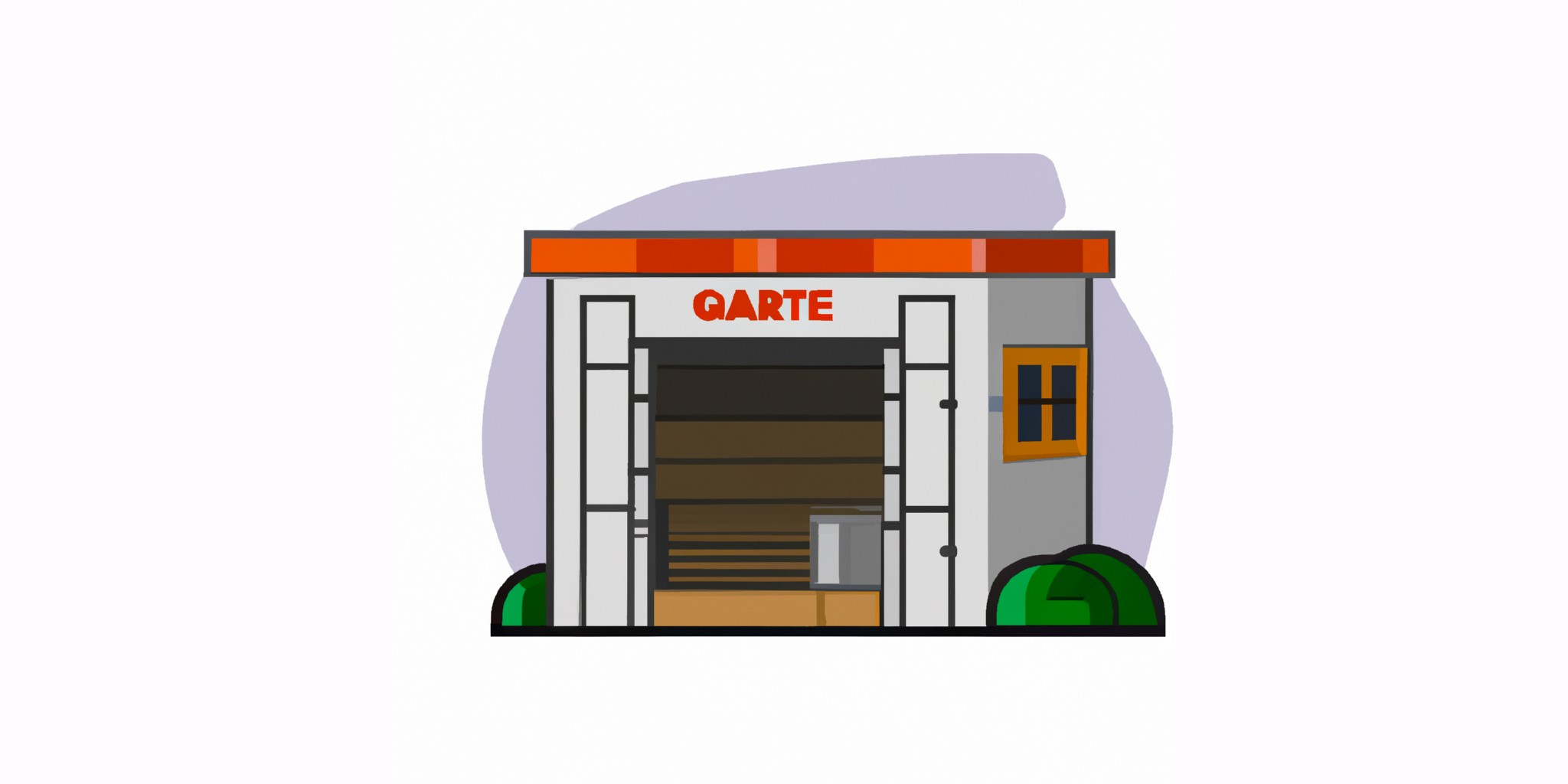 a garage or kiosk in flat illustration style with gradients and white background