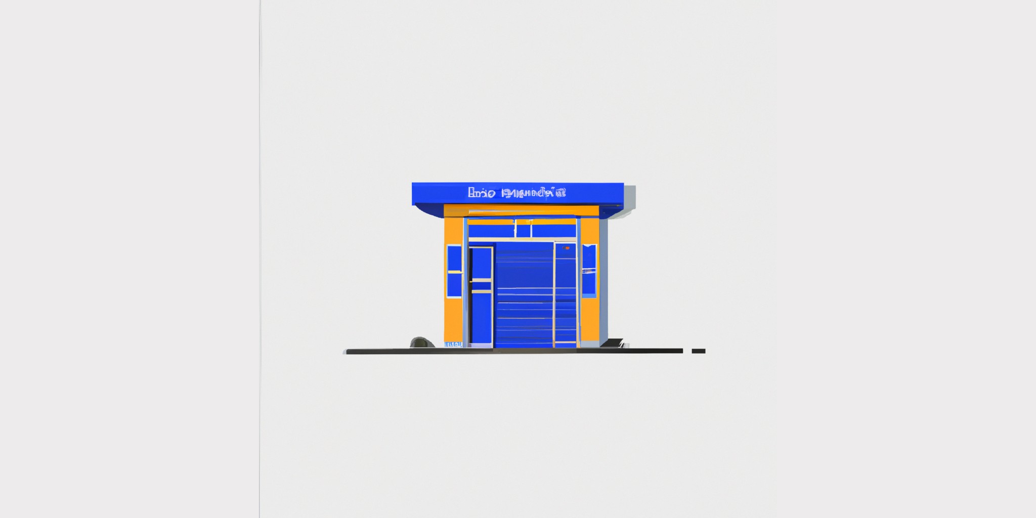 a garage or kiosk in flat illustration style with gradients and white background