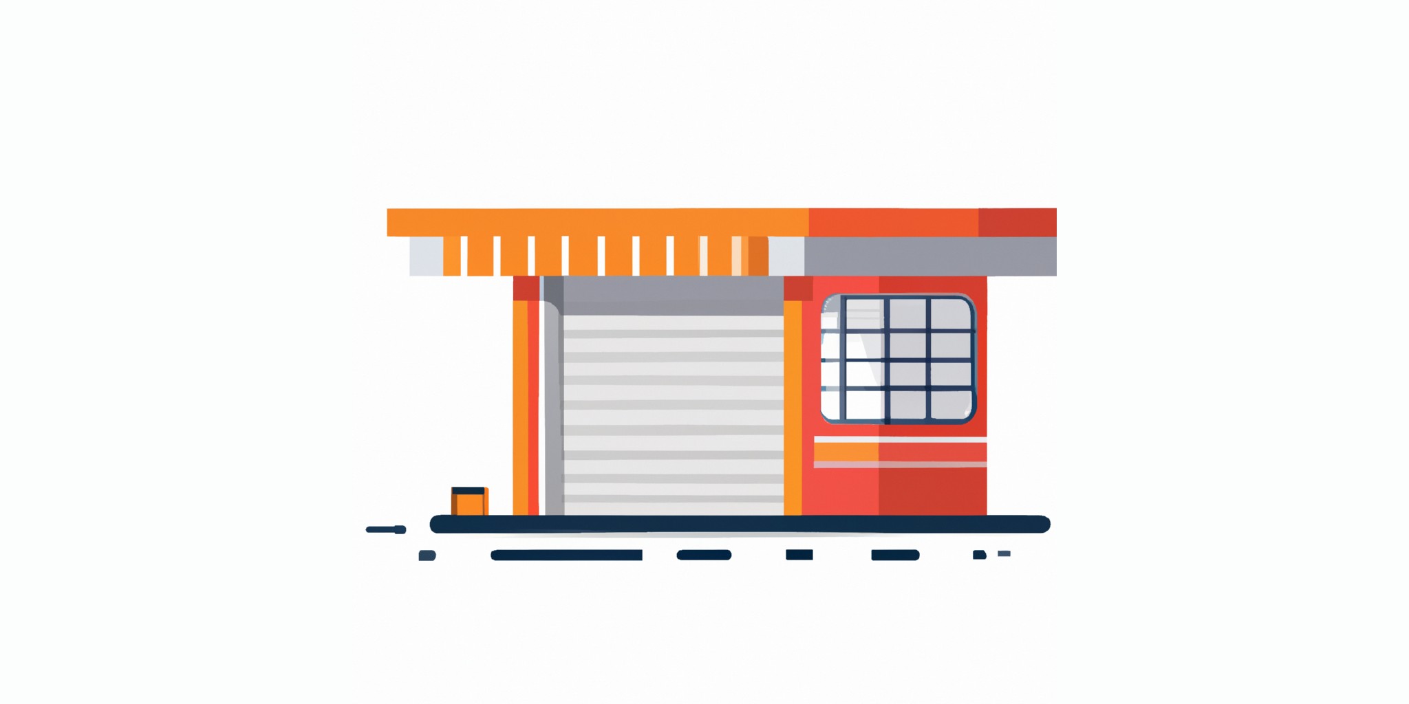 a garage or kiosk in flat illustration style with gradients and white background