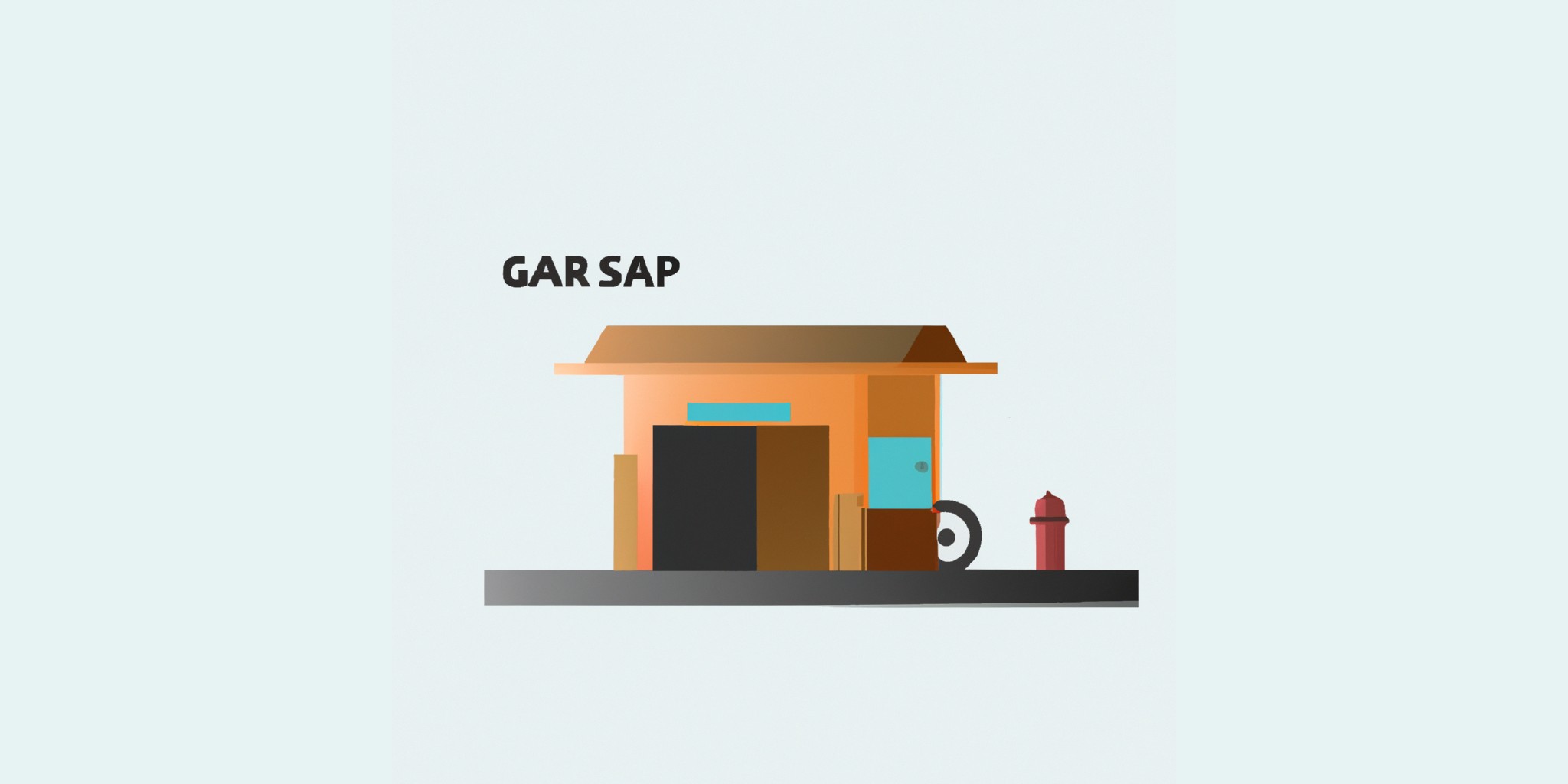 a garage or kiosk in flat illustration style with gradients and white background