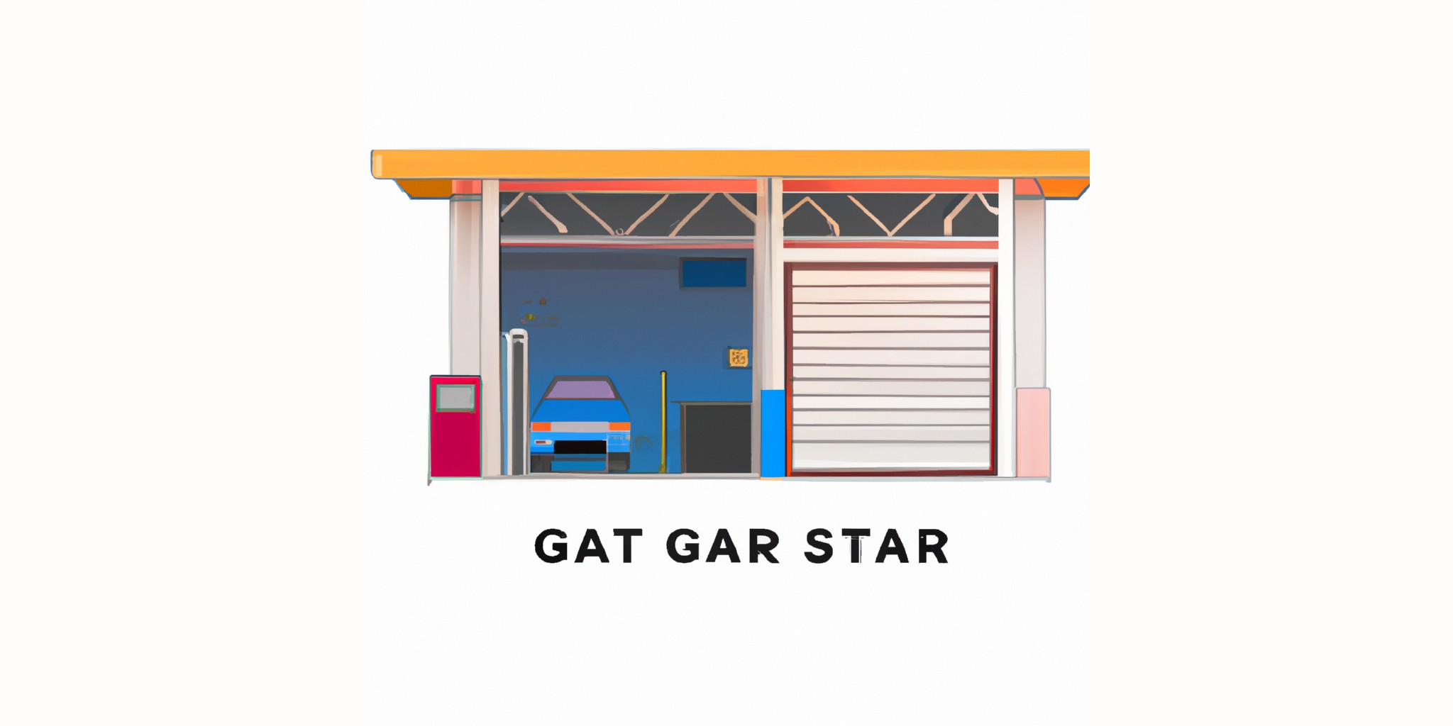 a garage or kiosk in flat illustration style with gradients and white background