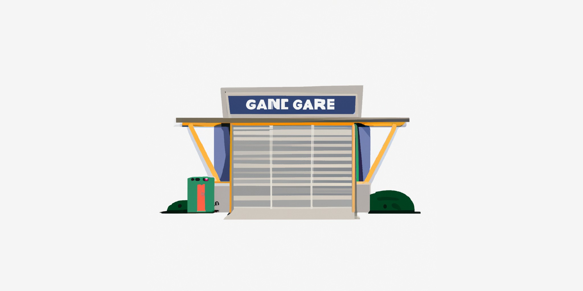 a garage or kiosk in flat illustration style with gradients and white background