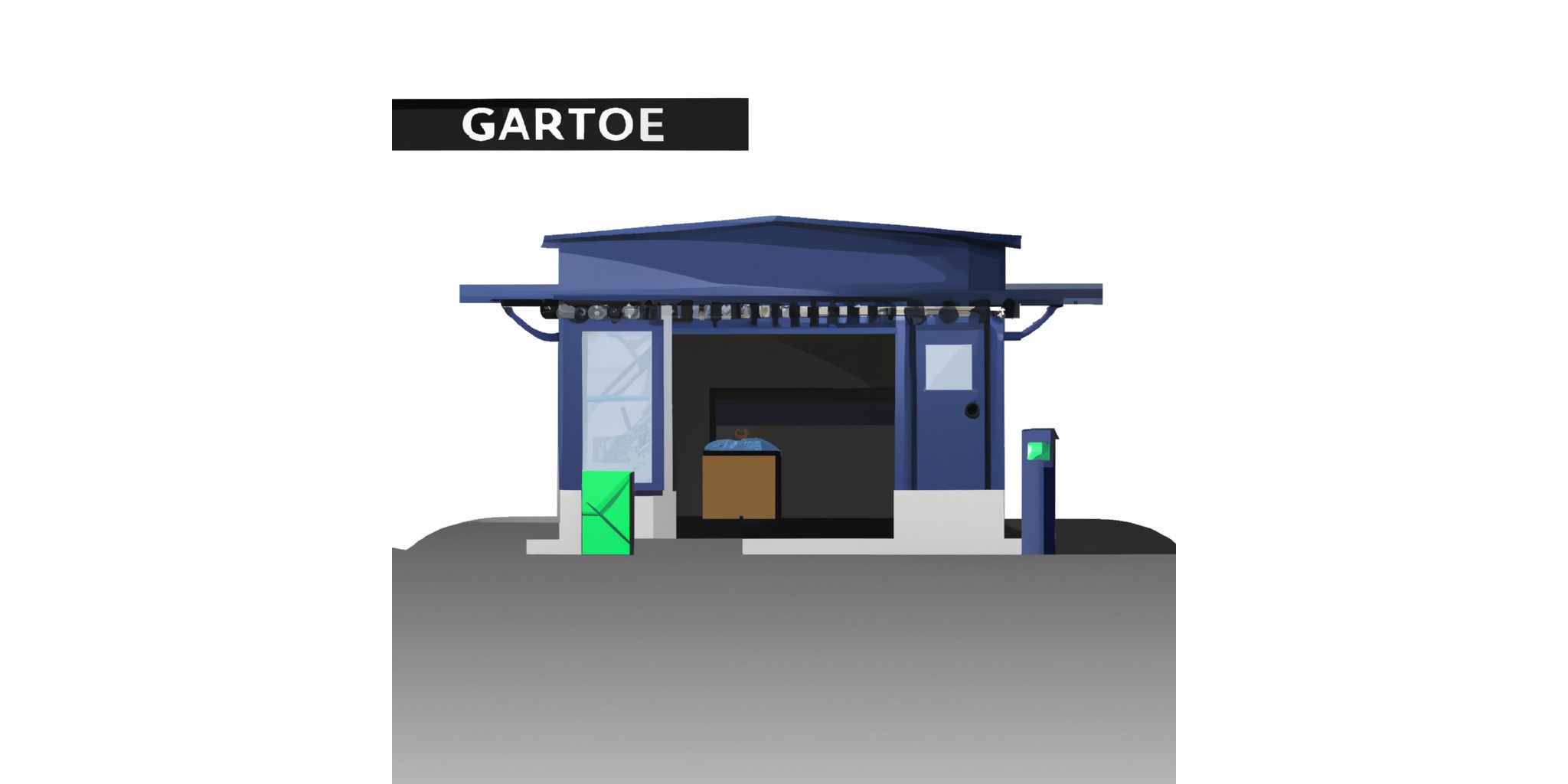 a garage or kiosk in flat illustration style with gradients and white background