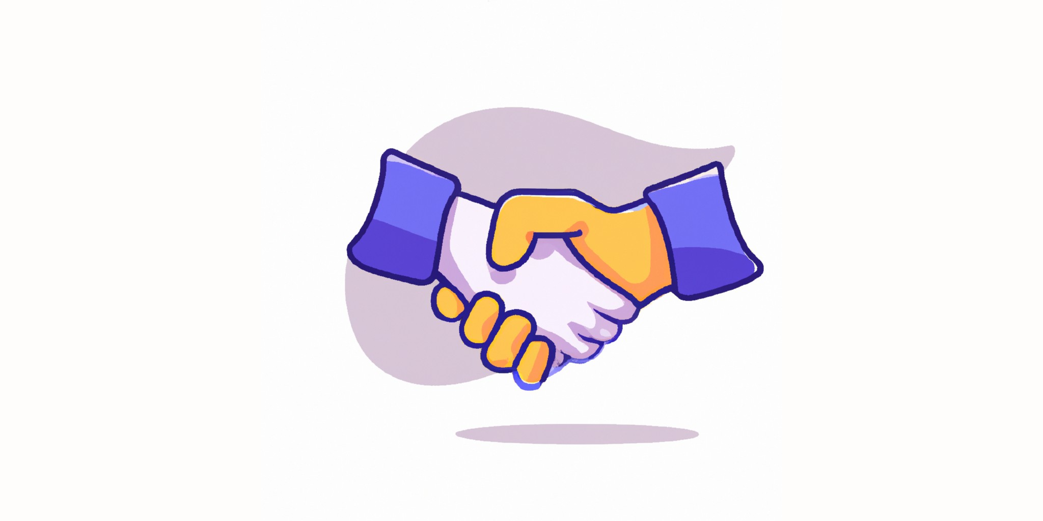 a handshake in flat illustration style with gradients and white background