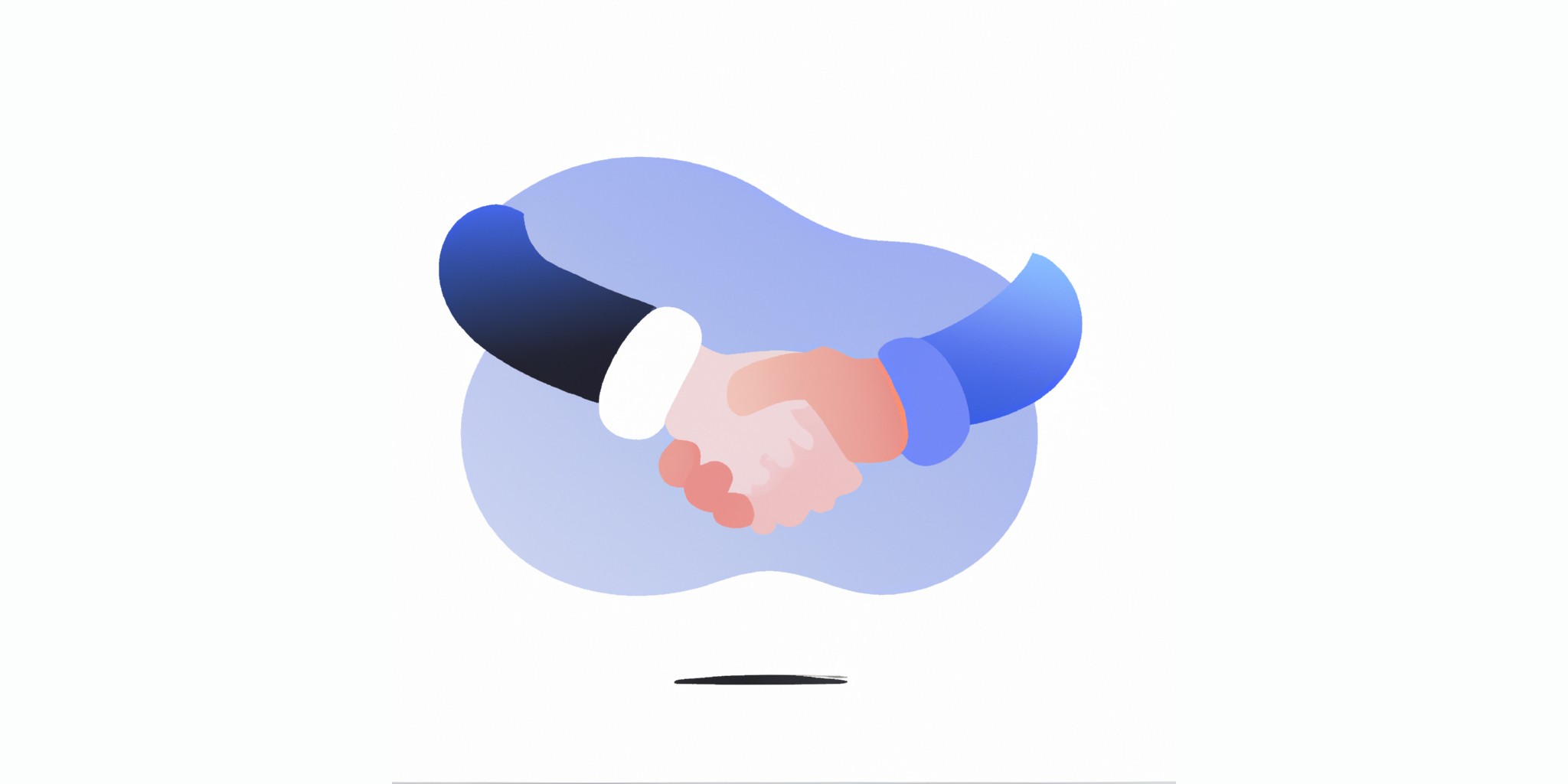 a handshake in flat illustration style with gradients and white background