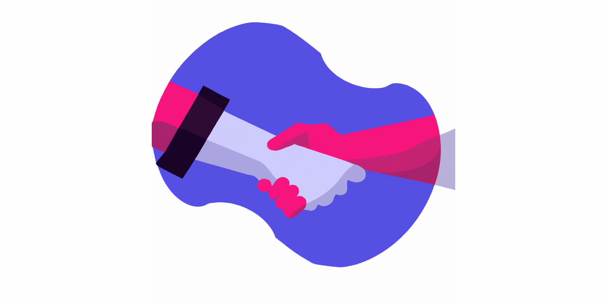 a handshake in flat illustration style with gradients and white background