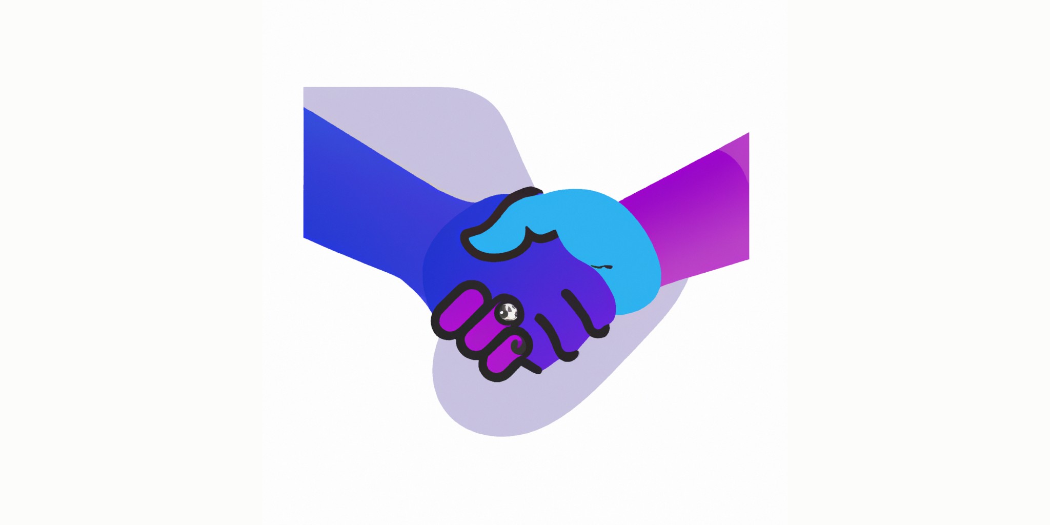 a handshake in flat illustration style with gradients and white background