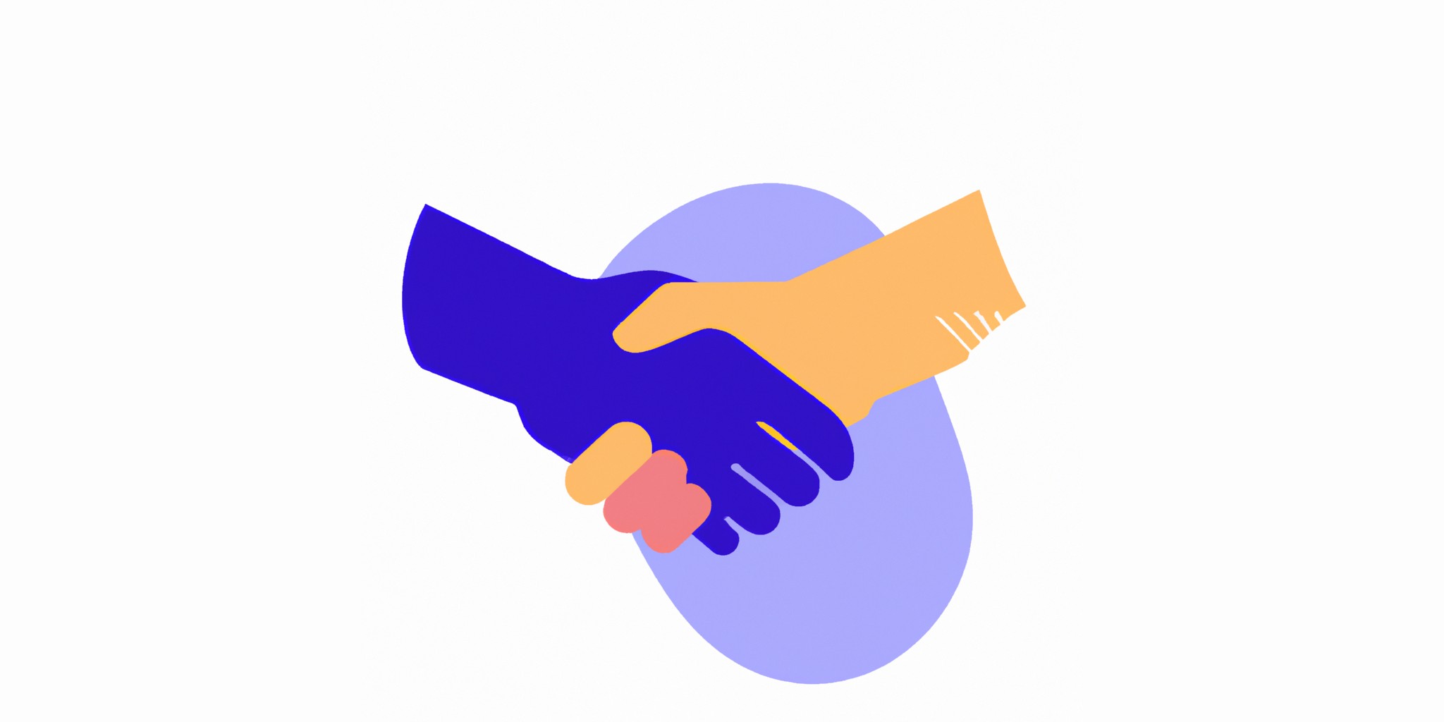 a handshake in flat illustration style with gradients and white background