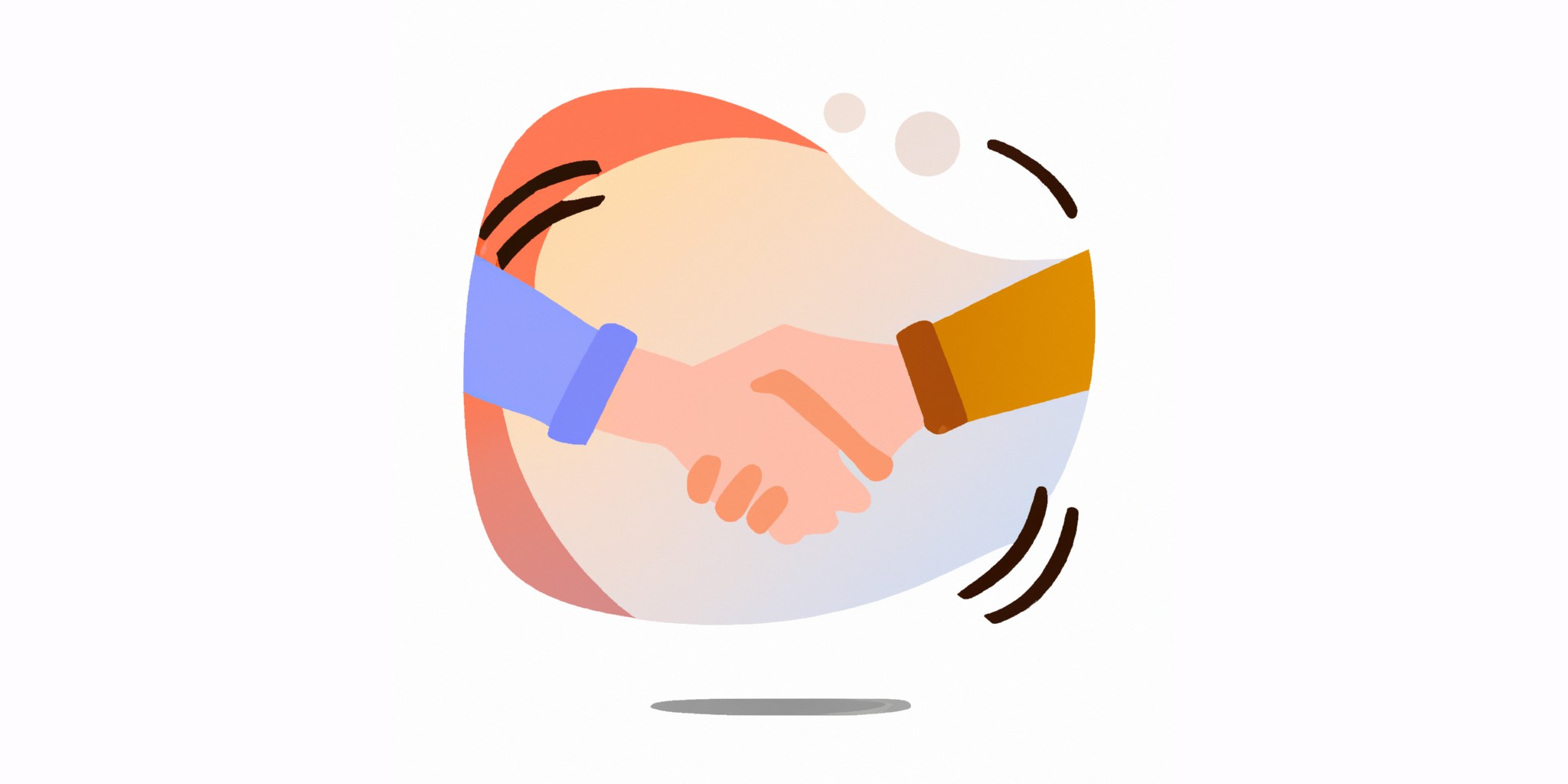 a handshake in flat illustration style with gradients and white background